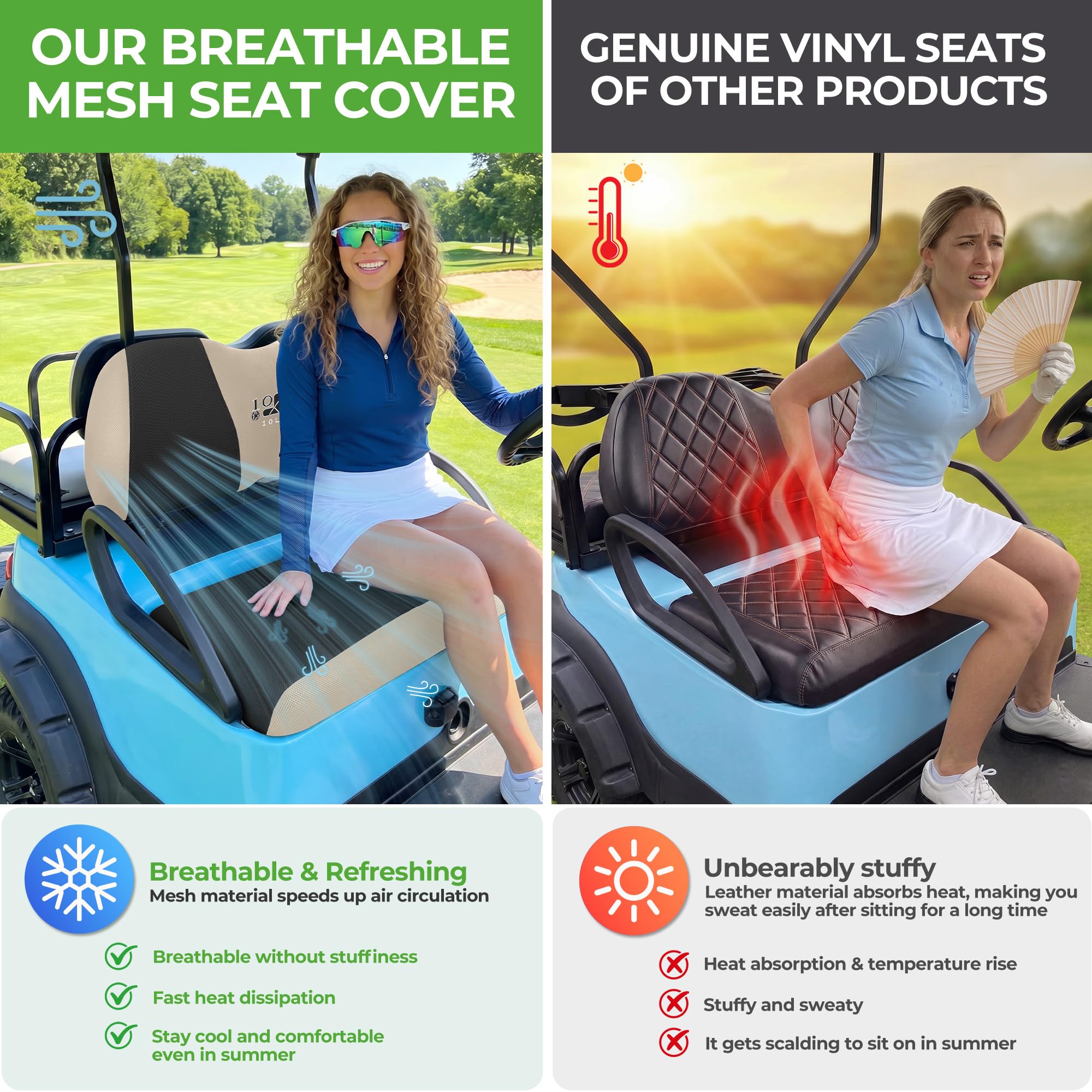 10L0L Coprisedili universali per carrelli da golf, adatti come guanti da golf e Yamaha, facili da installare