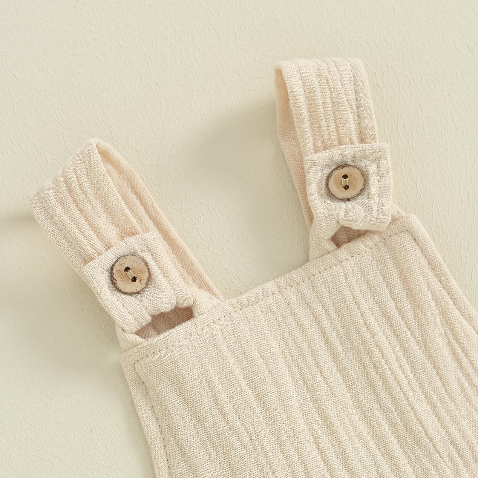 Infant Baby Girl Boy Romper Shorts Linen Sleeveless Jumpsuit Bib Overalls One Piece Outfit Spring Summer Clothes (Beige, 12-18 Months)
