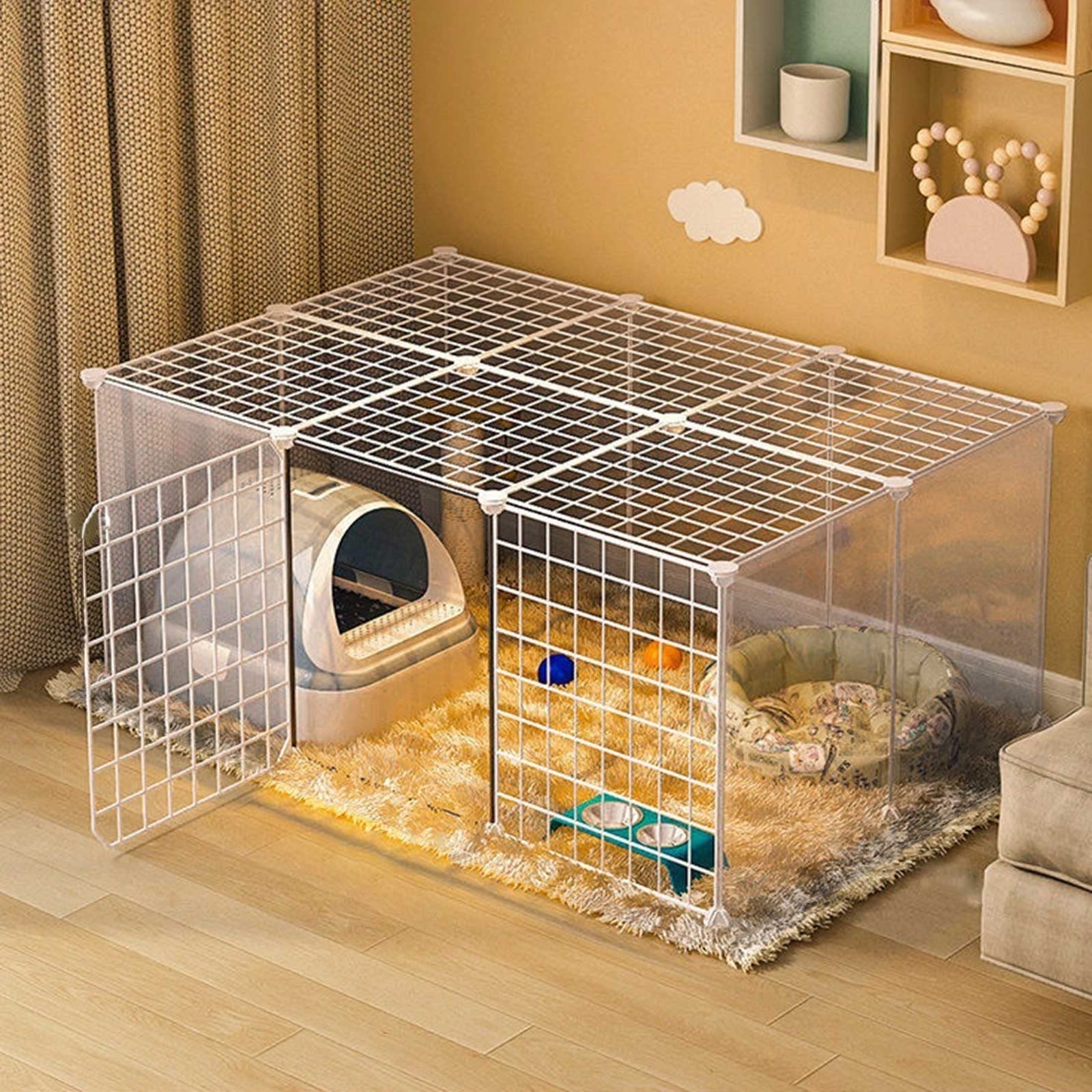 Gabbia per Gatti - Recinto per Gatti Recinto per Gatti da Interno Gabbia per furetti Trasportini per Cani Cucce per Gatti Recinto per Animali Domestici Facile da Pulire - Ampio Spazio per es