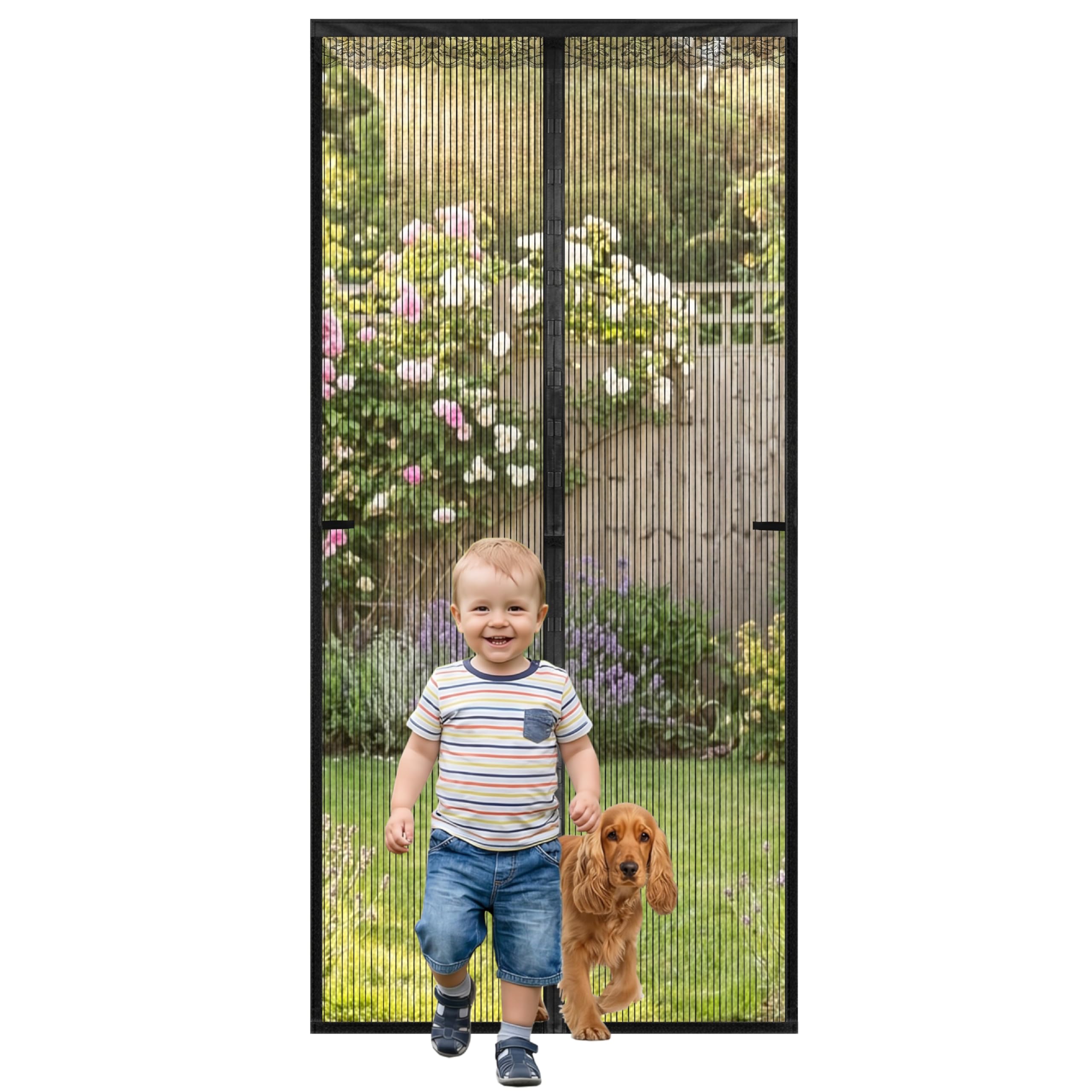 Magnetic Fly Screens for Doors 90x210cm - Door Fly Screen Curtain with Powerful Magnets, Fly Nets for Doors Heavy Duty No Drill, Insect Screen Door Net Curtain, Self-Closing Hands Free