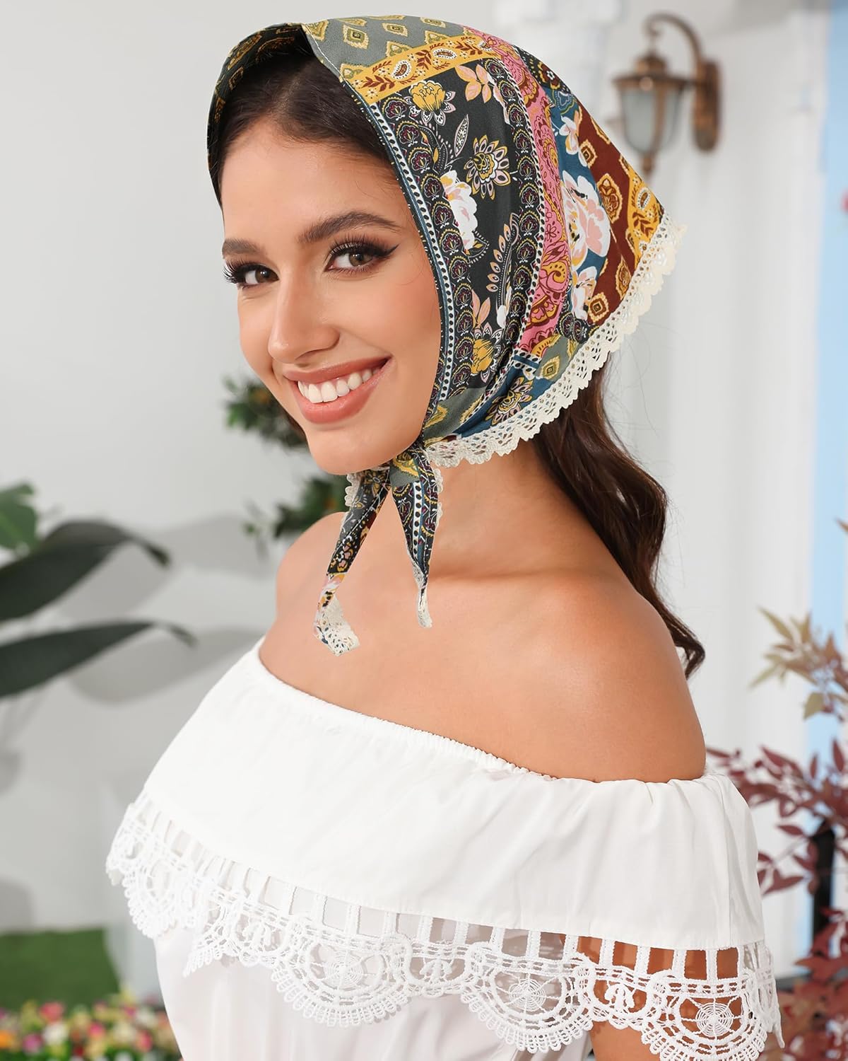 AWAYTR 3Pcs Hair Bandanas Head Kerchief for Women Girls Tie-Back Boho Hair Scarf Headband Bandana Triangle Head Scarf - Image 6