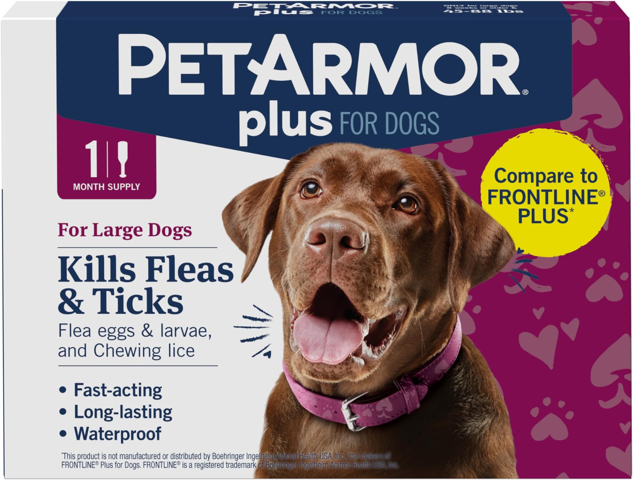Plus Flea and Tick Prevention for Dogs, Large Dog Flea and Tick Treatment, 1 Dose, Waterproof Topical, Fast Acting (45-88 lbs)