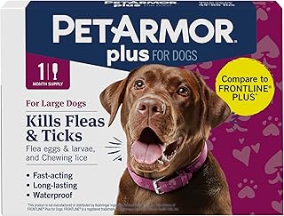 Plus Flea and Tick Prevention for Large Dogs, Waterproof Topical, Fast Acting Treatment (45-88 lbs), 1 Dose, 1 Pack