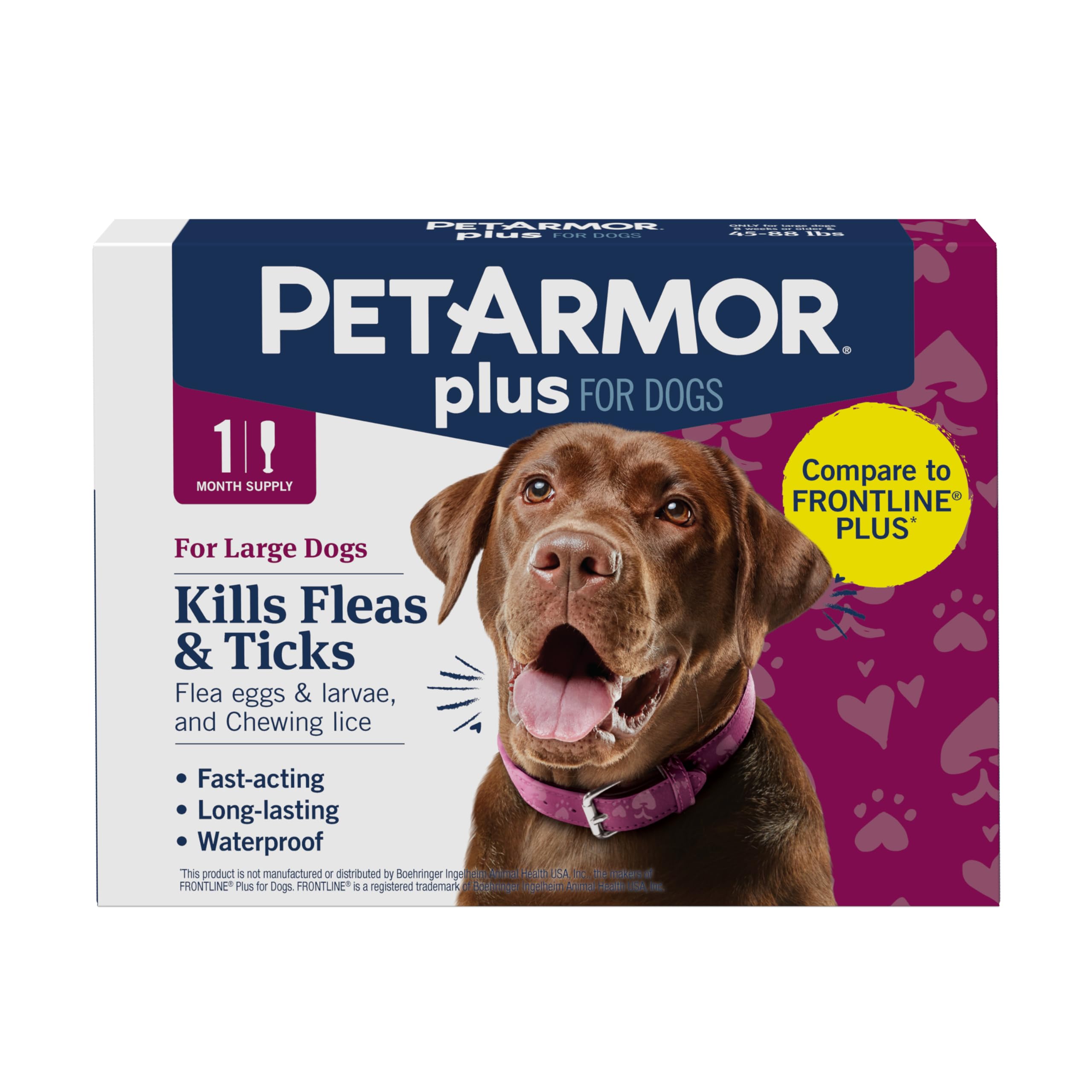 Plus Flea and Tick Prevention for Dogs, Large Dog Flea and Tick Treatment, 1 Dose, Waterproof Topical, Fast Acting (45-88 lbs)