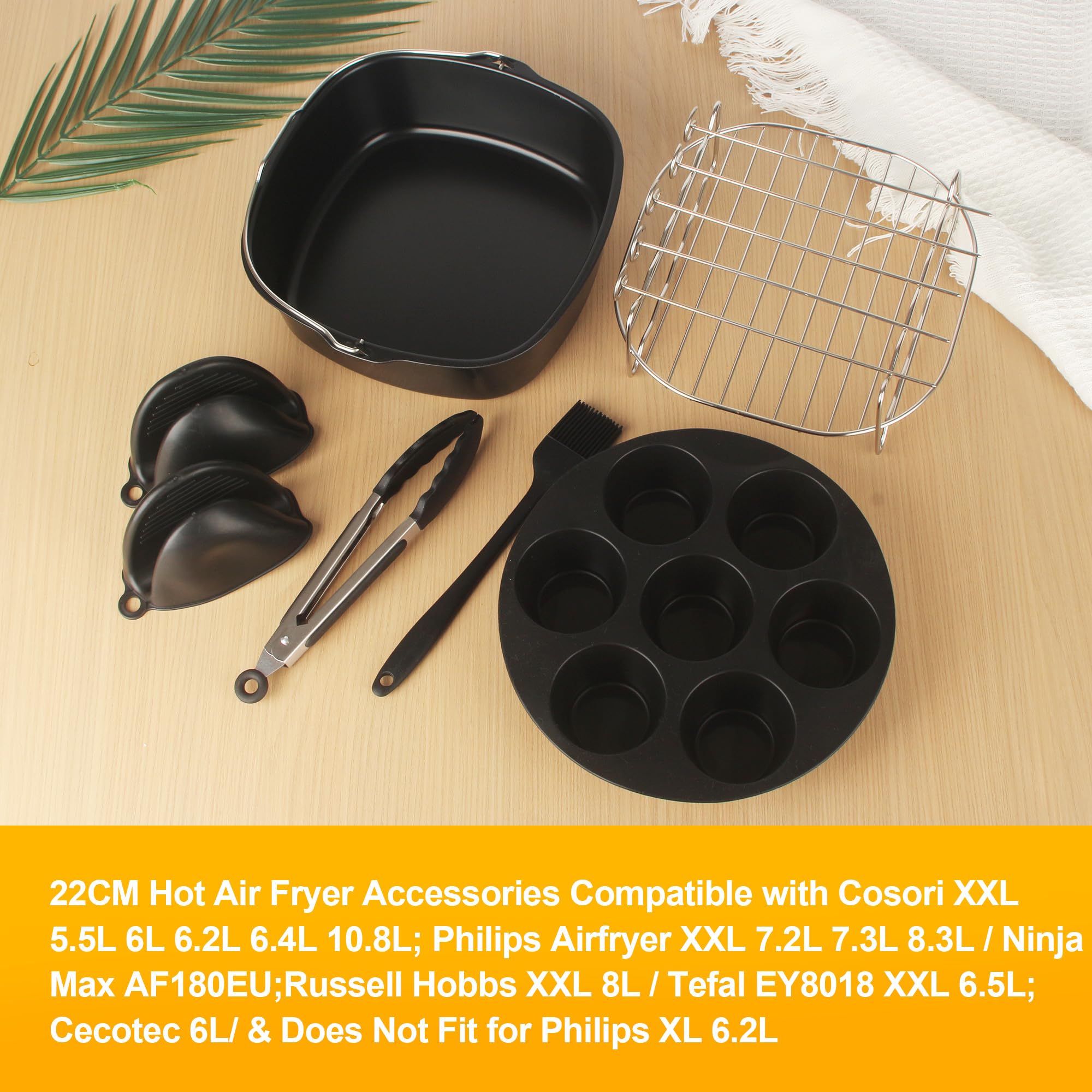 BUCOMTU Set di 11 accessori per friggitrice ad aria (senza BPA) - Compatibile con per COSORI Turbo Tower Pro Smart 10,8L Double Stack/per Philips Airfryer XXL/per Ninja MAX PRO AF180EU / 5,5L·6,4L