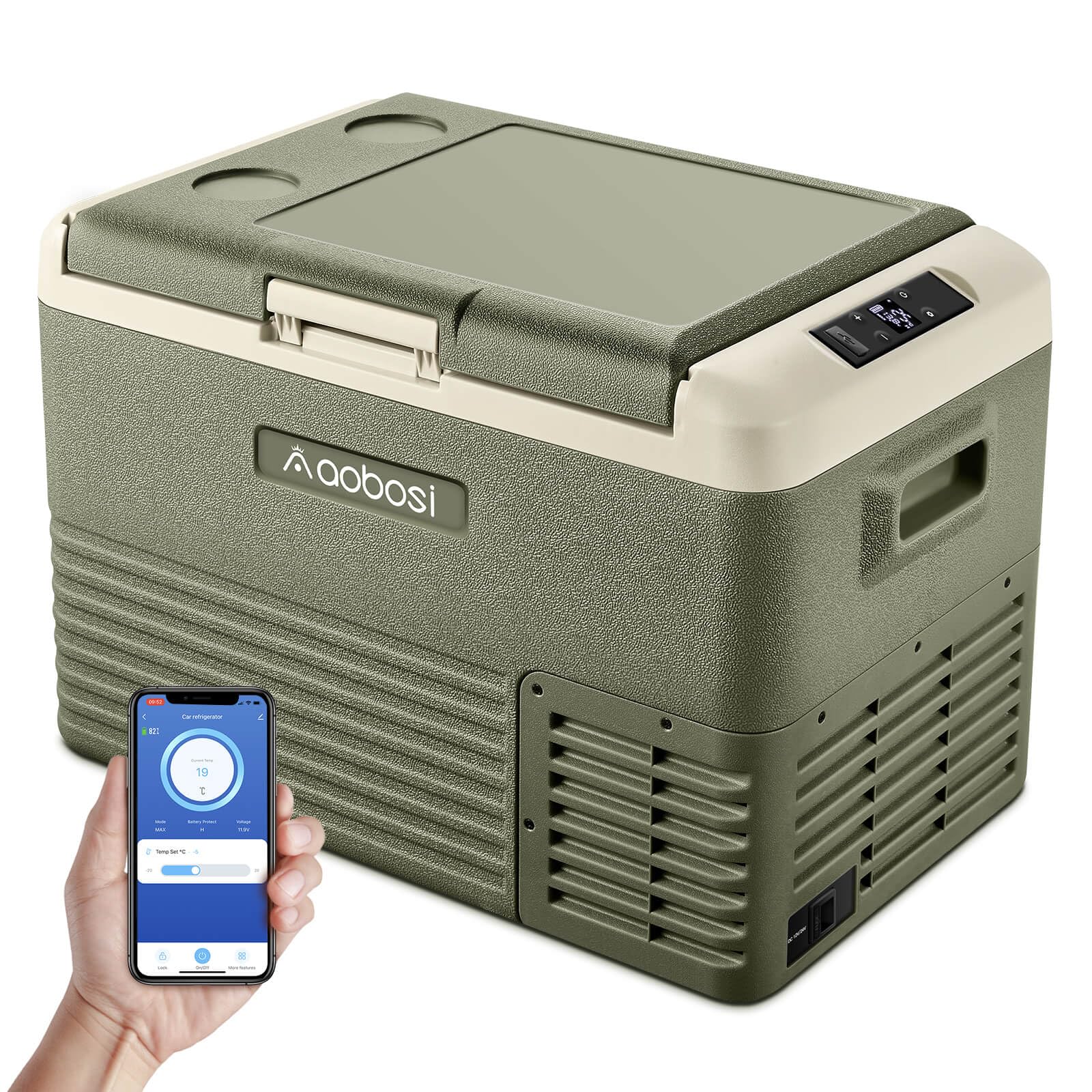 AAOBOSI Nevera Portatil 30L, Nevera 12V/24V Compresor，Nevera Portatil Electrica -20°C - 20°C, APP Control Nevera Camping para Coche,Hogar, Viajes y Barco