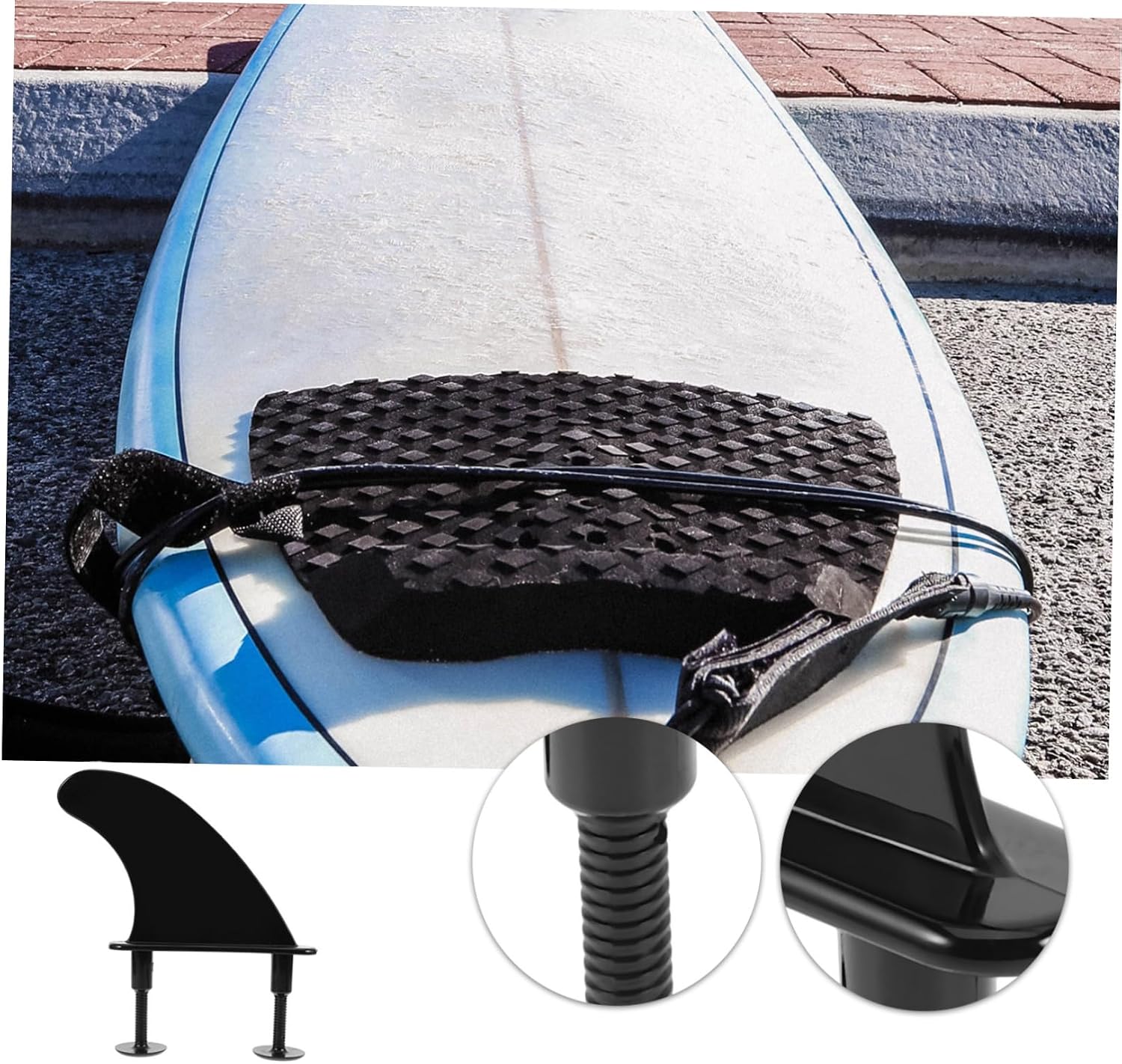 WOONEKY 1 Set Slide Surfboard Fins Durable Softboard Fin Replacement with Screw Enhanced Stability for Water Sports and Kayaking for Adults Surfing Enthusiasts
