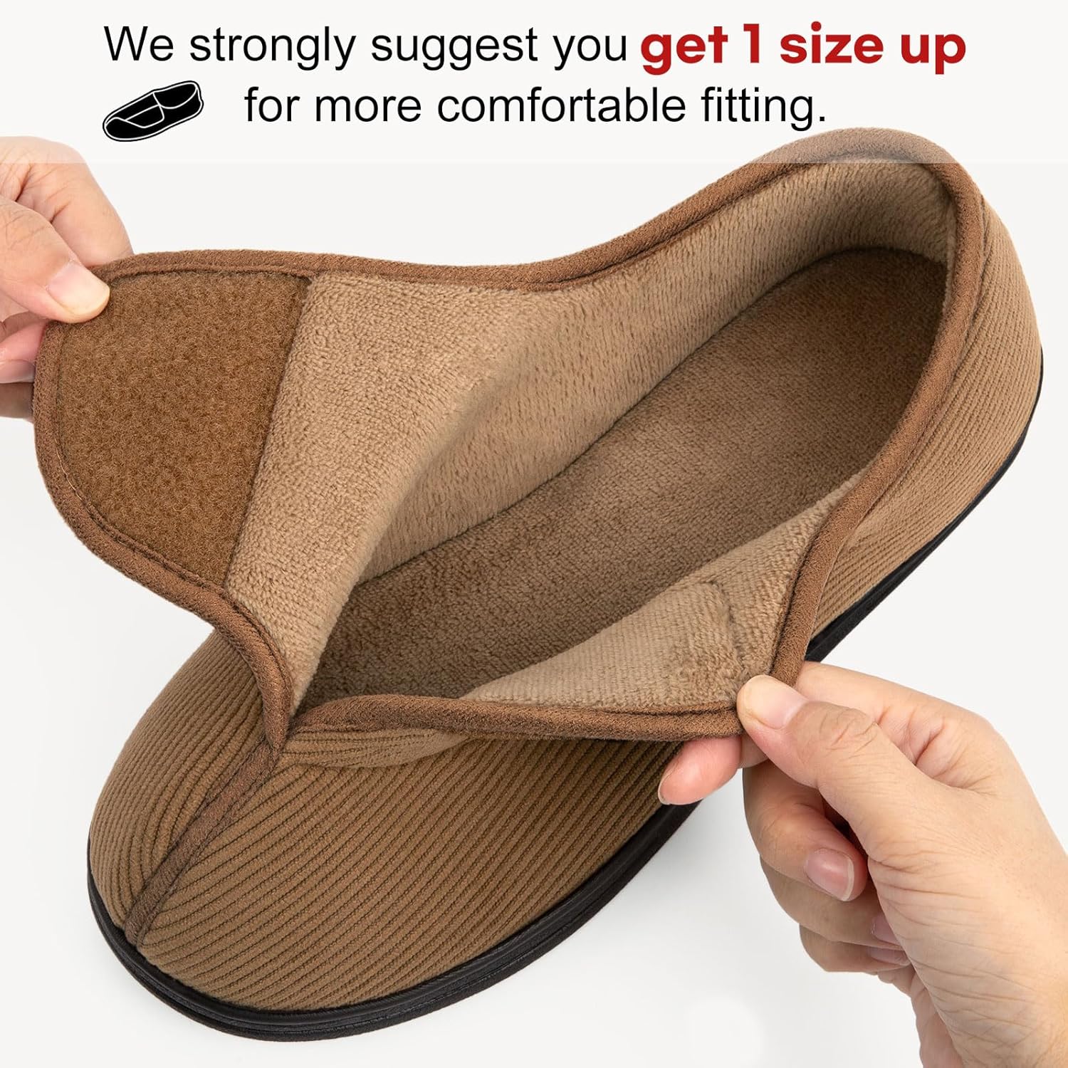 LongBay Men's Memory Foam Diabetic Slippers Comfy Warm Plush Fleece Arthritis Edema Swollen House Shoes - Image 2