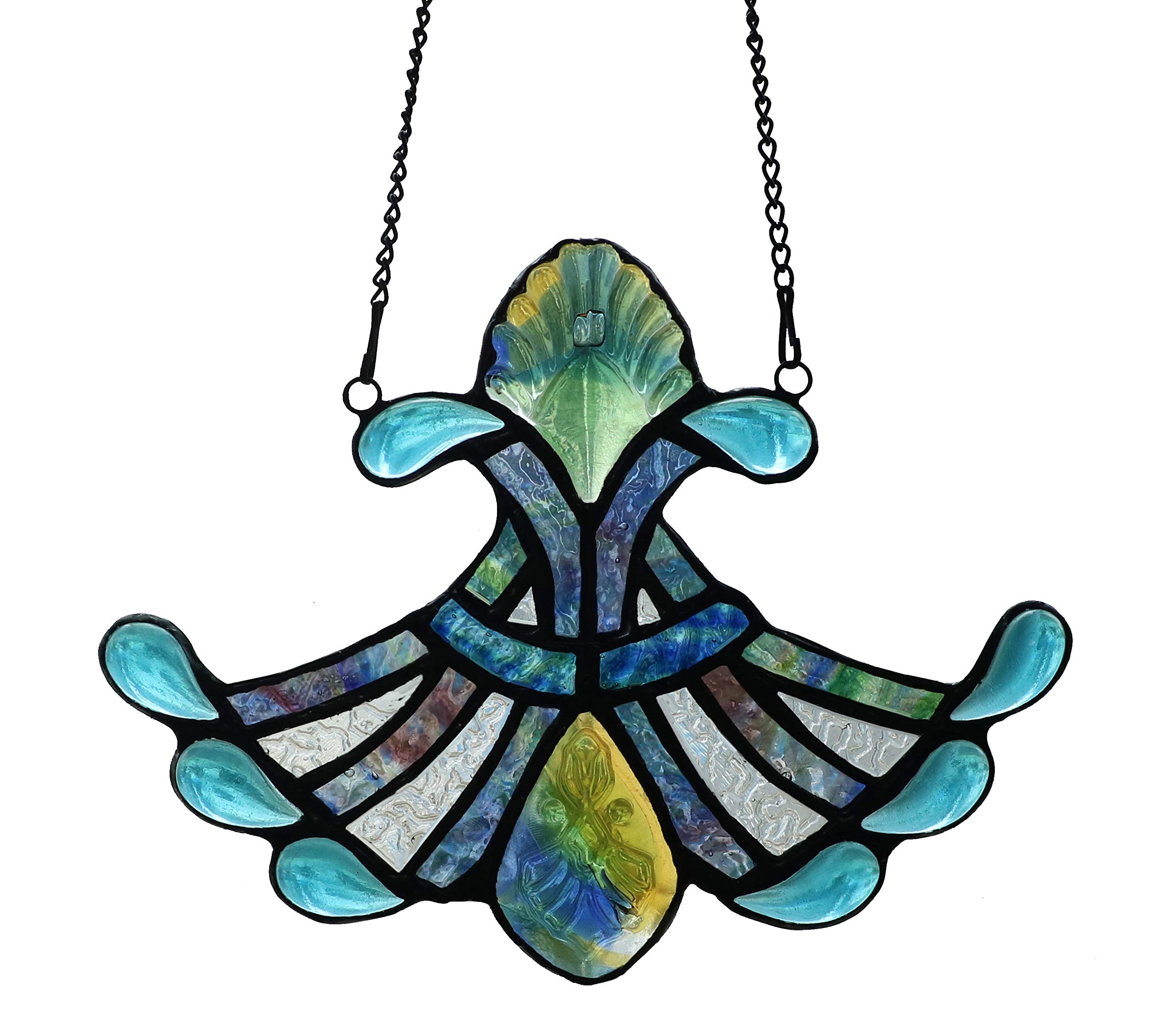 Ornament Stained Glass Window Panel Sun Catcher, 7" x 7"
