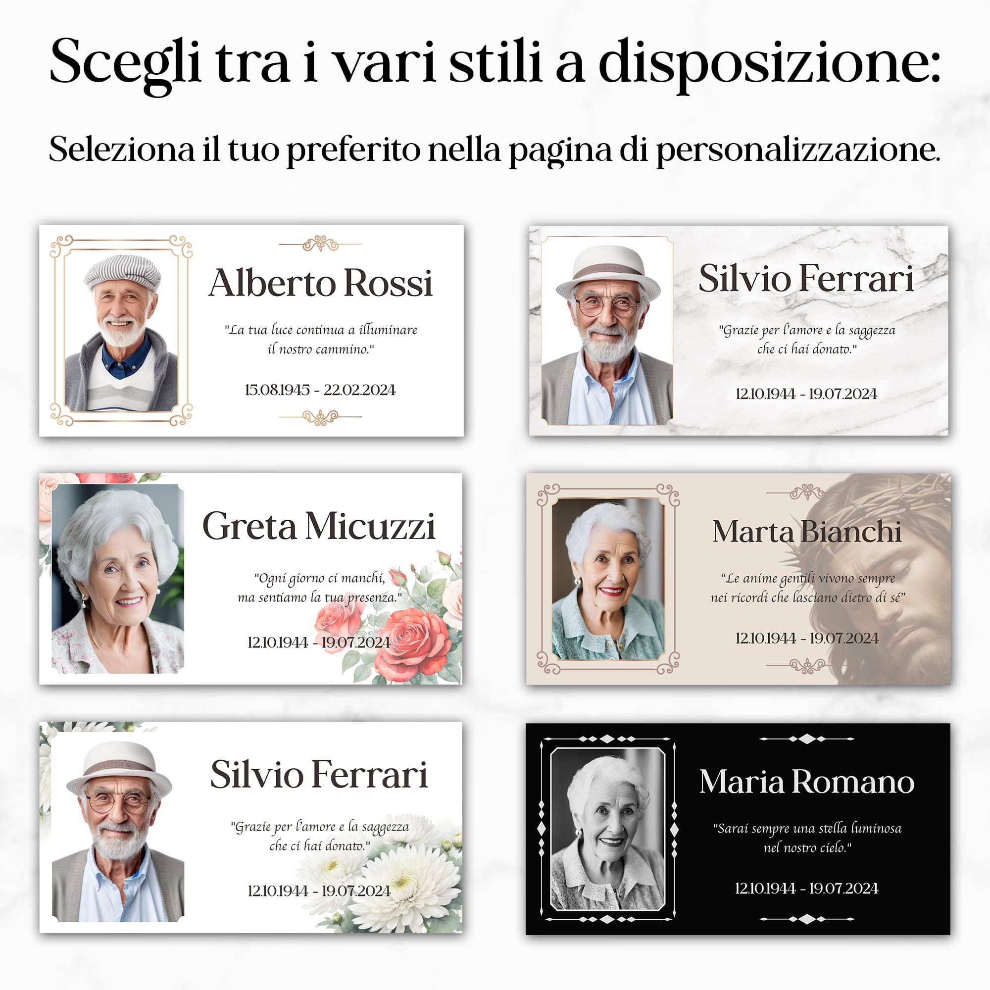 Albalù Targa Commemorativa Modello Rose per Lapide Personalizzata, Foto Ceramica per Targa cimitero, con Foto, Nome, Date e Dedica Personalizzabile