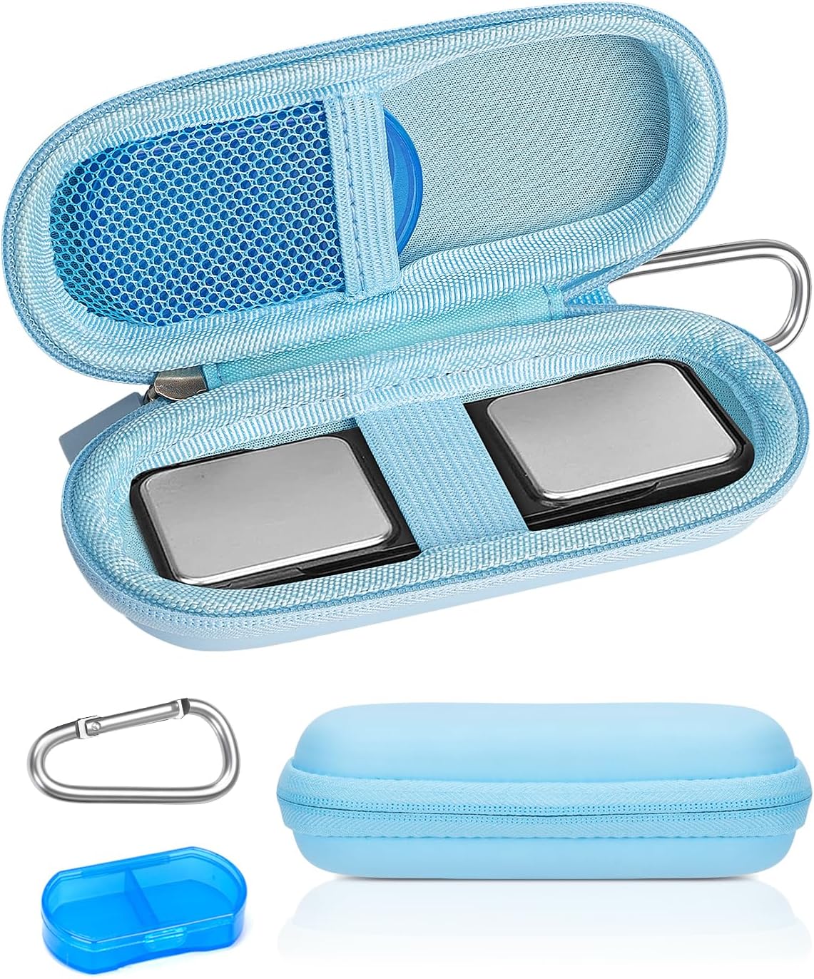 Case for Kardiamobile EKG Heart Monitor with Pill Box, Hard Travel Case for KardiaMobile 6L, Pill Box and Carabiner Clip Included