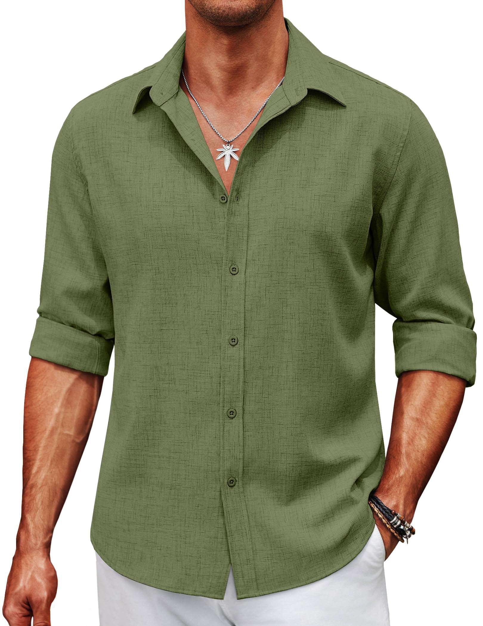 COOFANDY Mens Button Down Shirt Long Sleeve Untucked Shirts Regular Fit Casual Dress Shirts