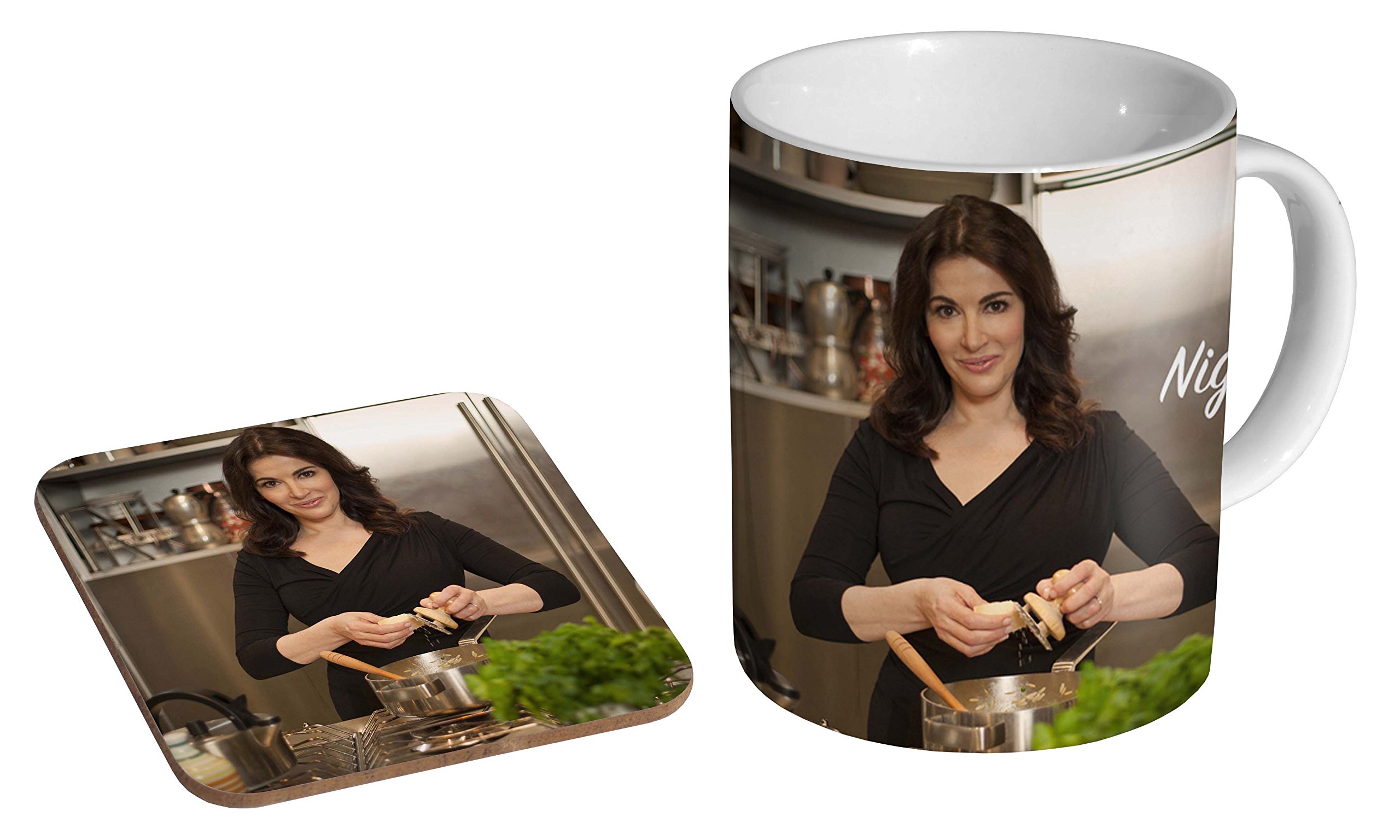 Mugmart White Nigella Lawson Cook Ceramic Coffee Mug + Coaster Gift Set …
