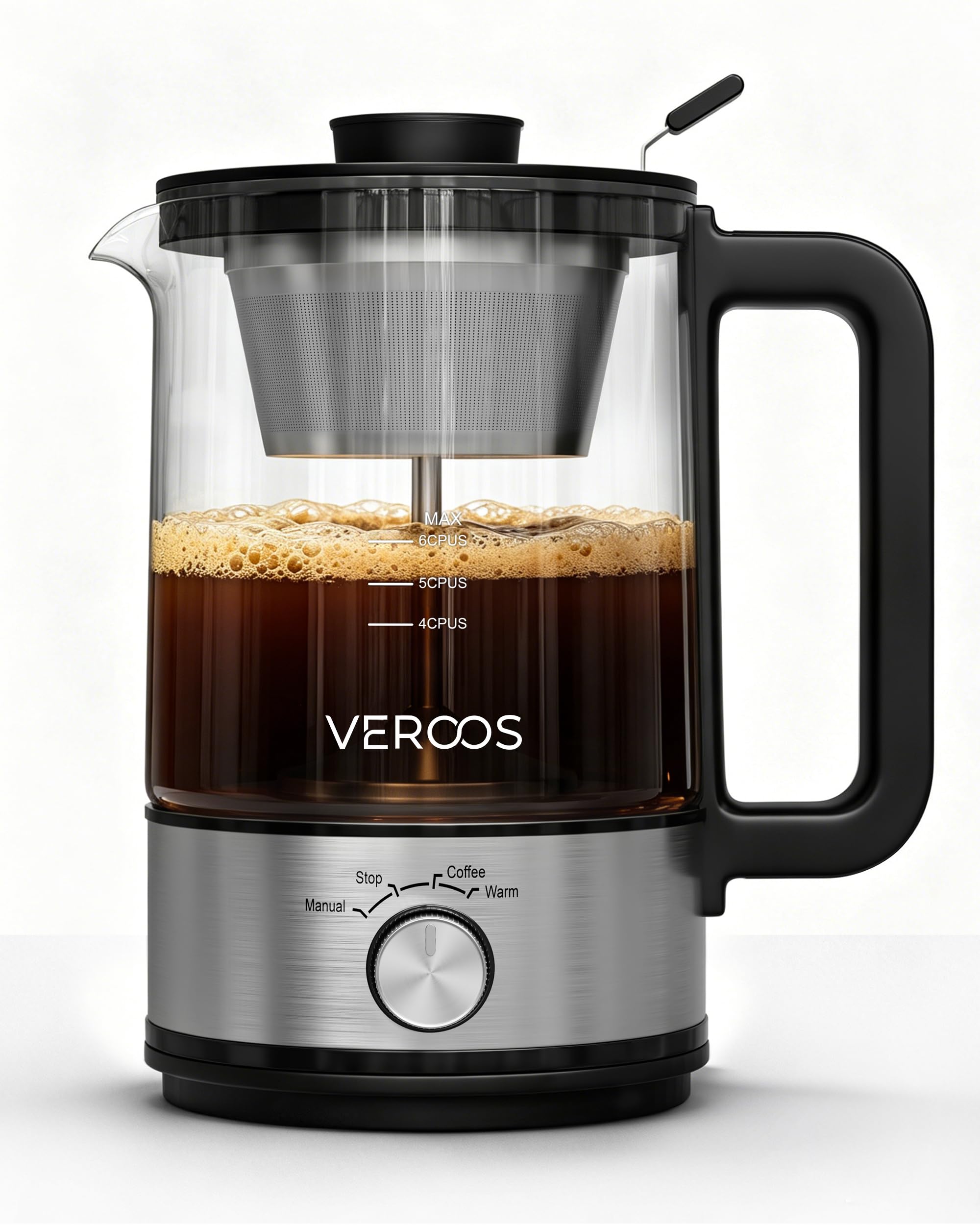Photo 1 of VEROOS Electric Percolator Coffee Pot, 6-Cup, Silver