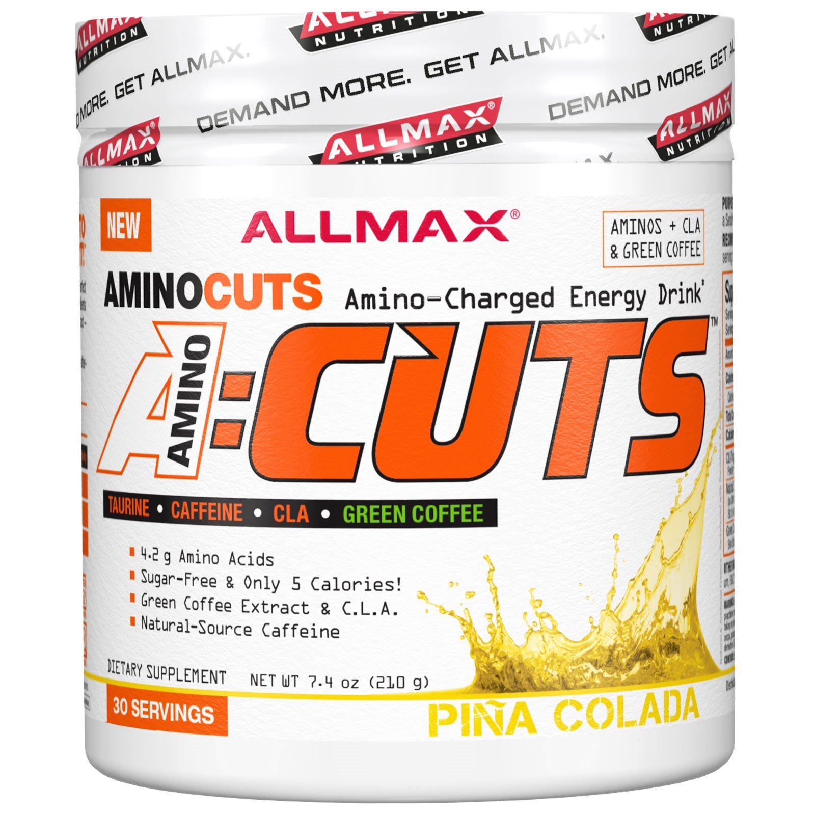 ALLMAX Nutrition,AMINOCUTS (ACUTS), Weight-Loss BCAA (CLA + Taurine + Green Coffee), Pina Colada, 7.4 oz (210 g)