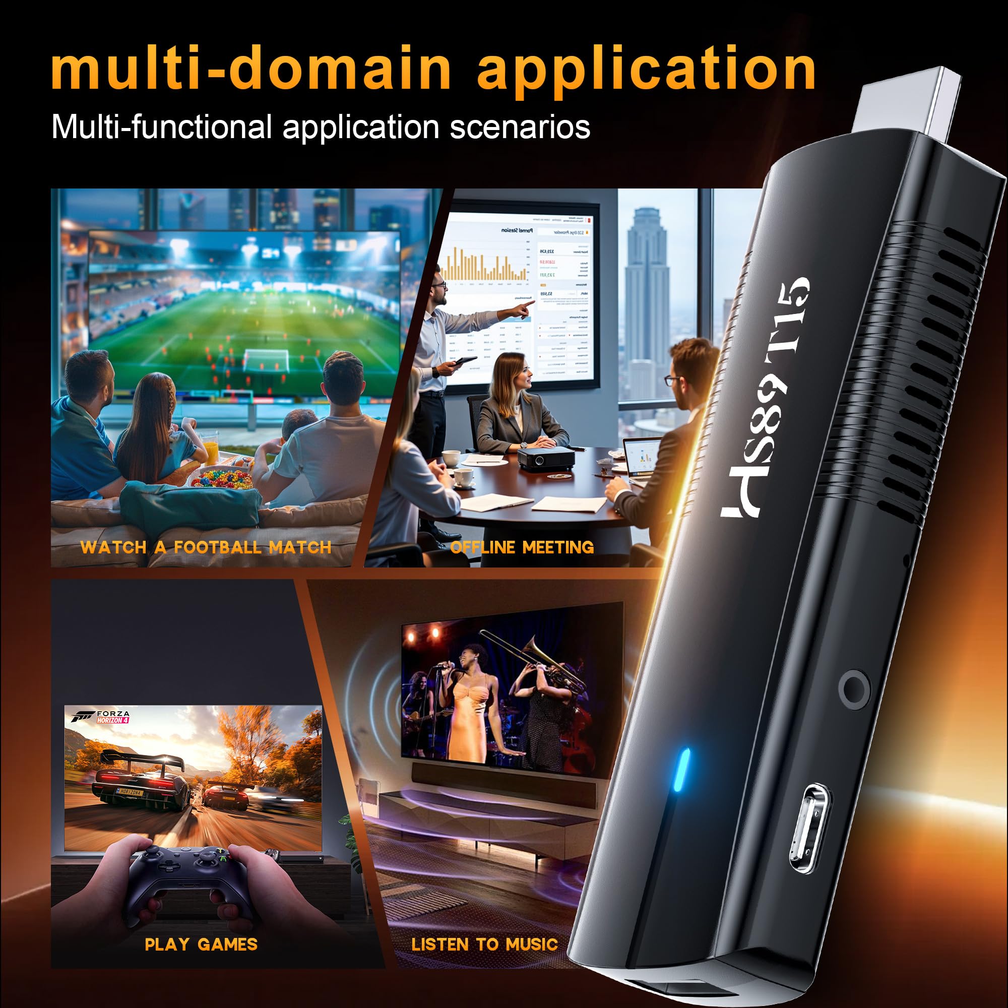 Clé TV Android 14, RK3539 Quad-Core, 2 Go de RAM 16 Go de ROM, WiFi 6, BT 5.4, 4K