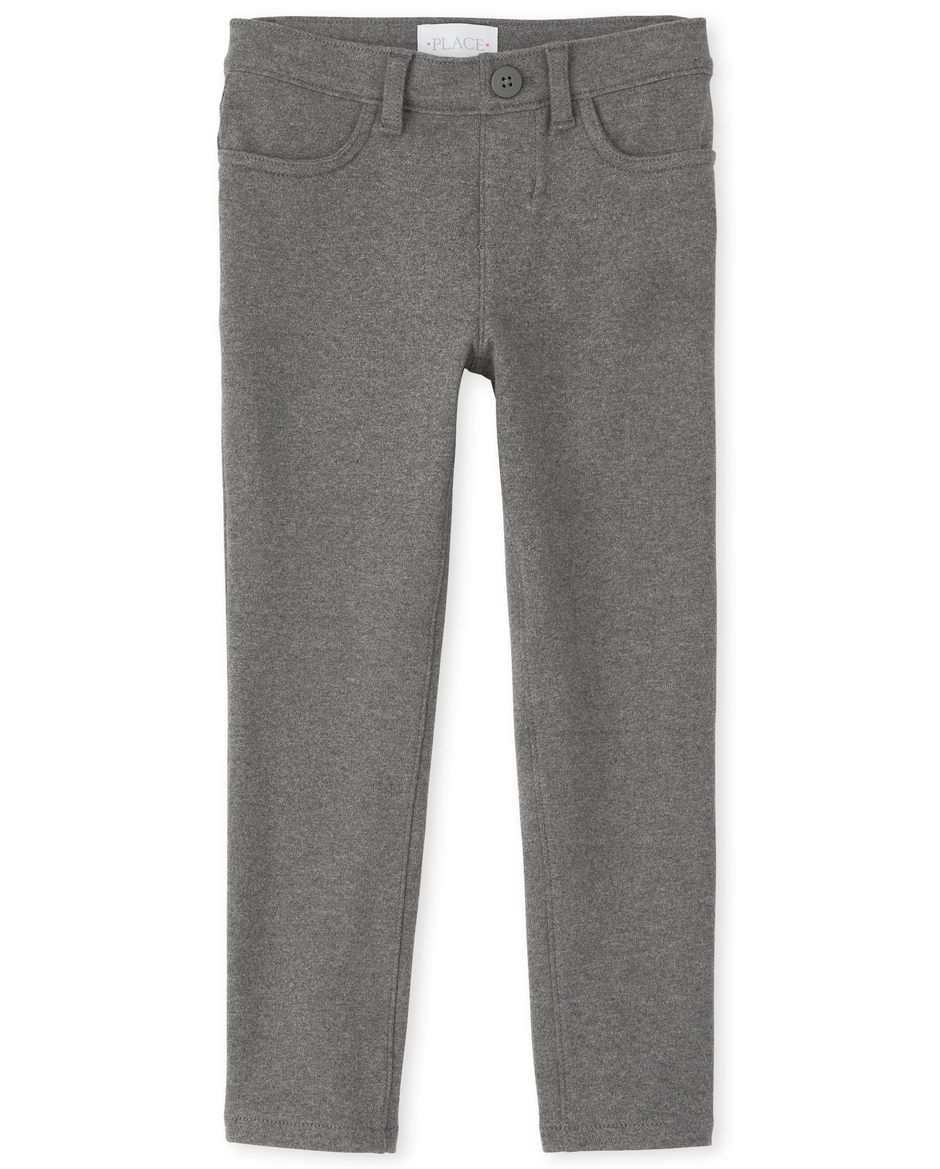 The Children's Placegirls Ponte Knit Pull on Jeggings Pants, Dk Heather Gray Single, 8 US