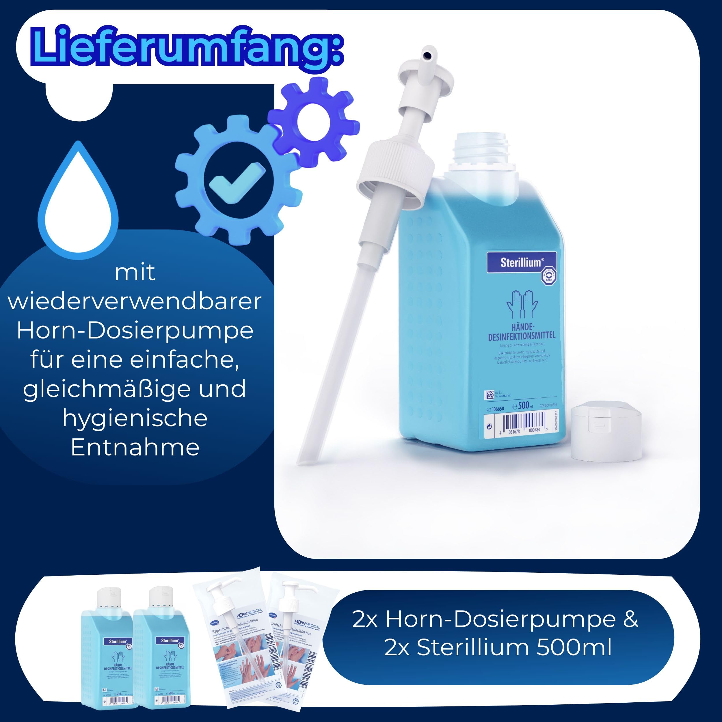 Bode Sterillium Händedesinfektion 2x500 Ml + 2 Medi-Inn Dosierpumpen – Set