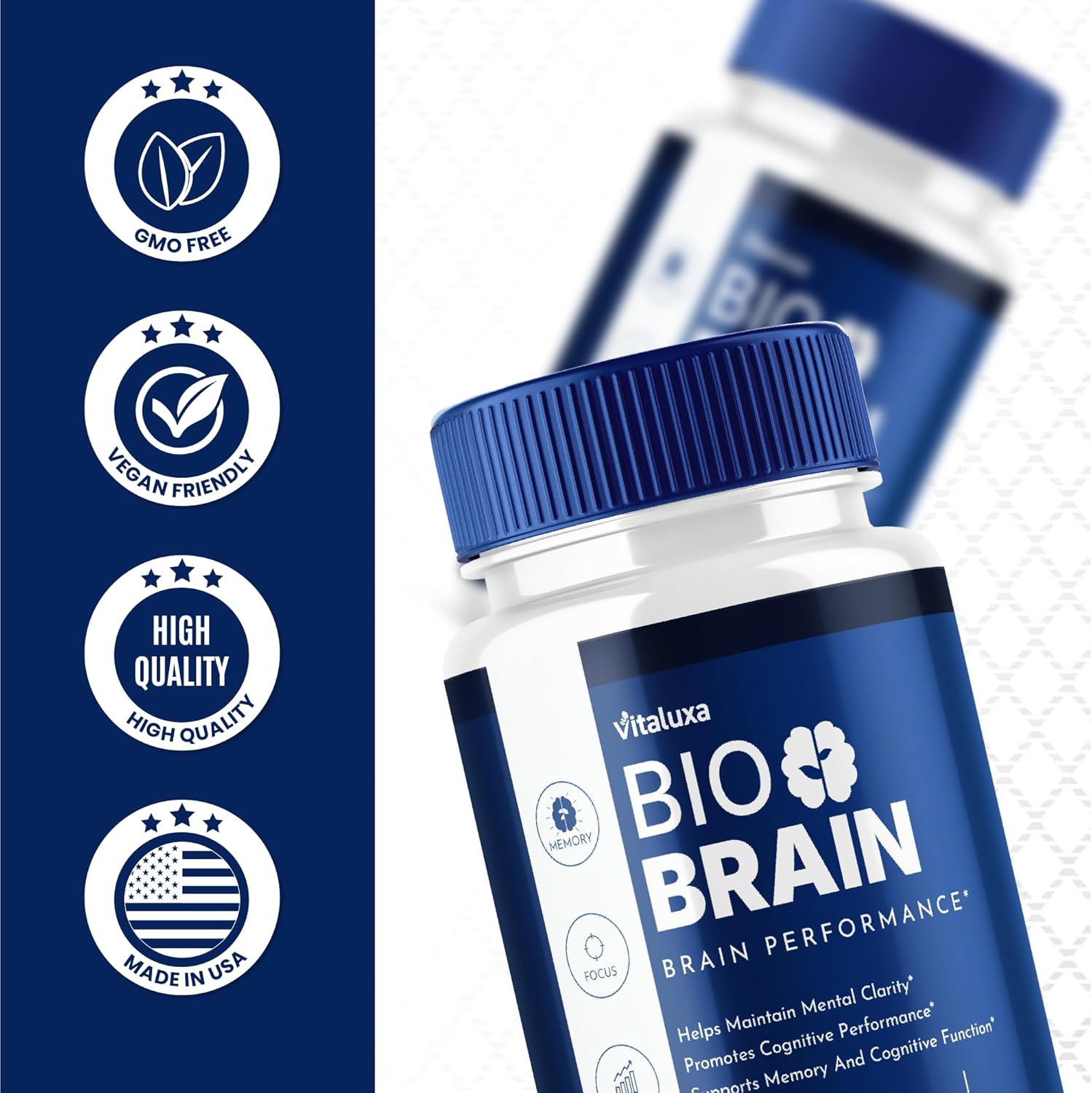 (3 Pack) Bio Brain Capsules, BioBrain Performance Memory Supplement for Mental Clarity, Health & Wellness, Advanced Nootropic Mind Power Supplement Pills for Better Focus, Attention, Calm Mood (180ct)