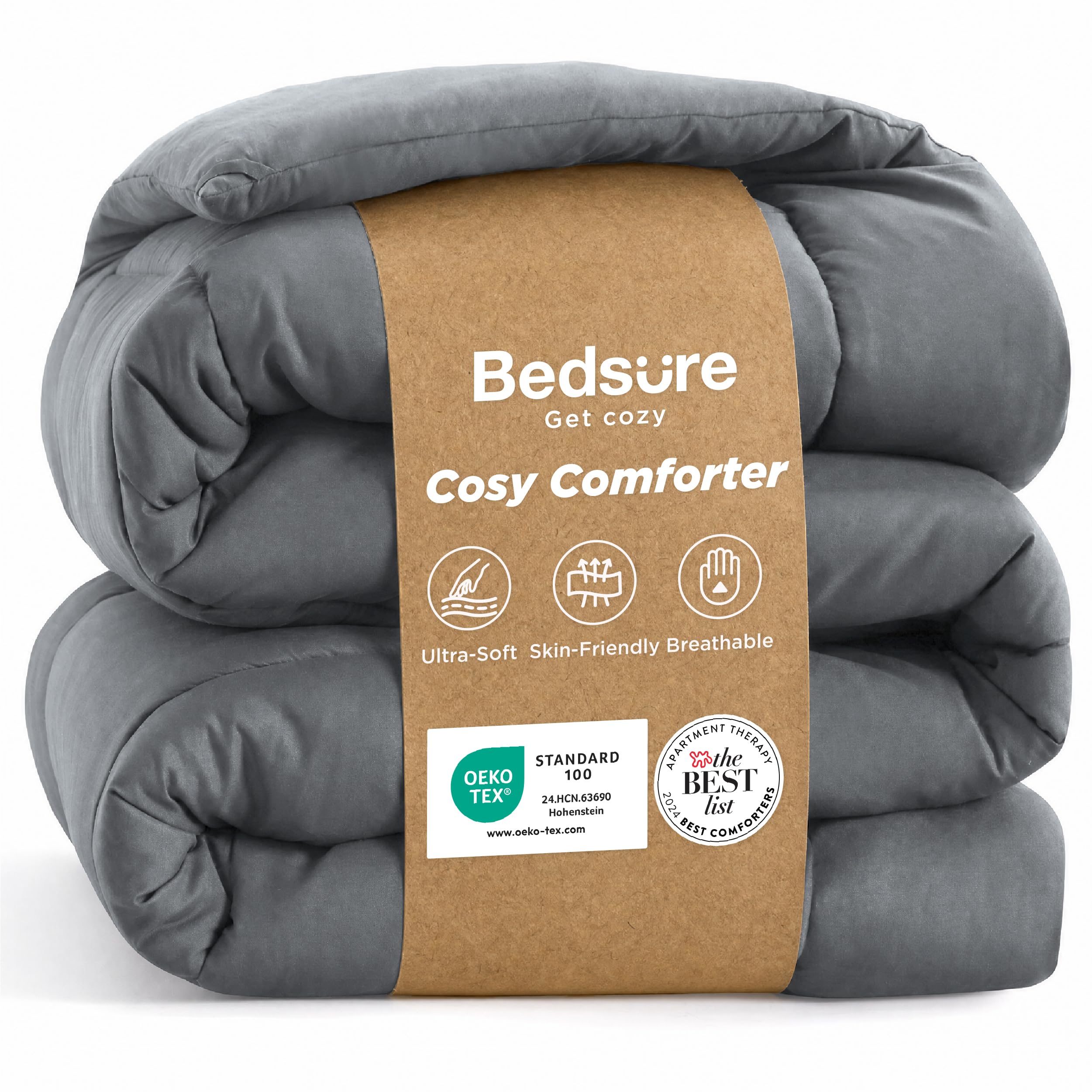 Bedsure Coverless Duvet Double Size - All Season, 200x200cm, Grey