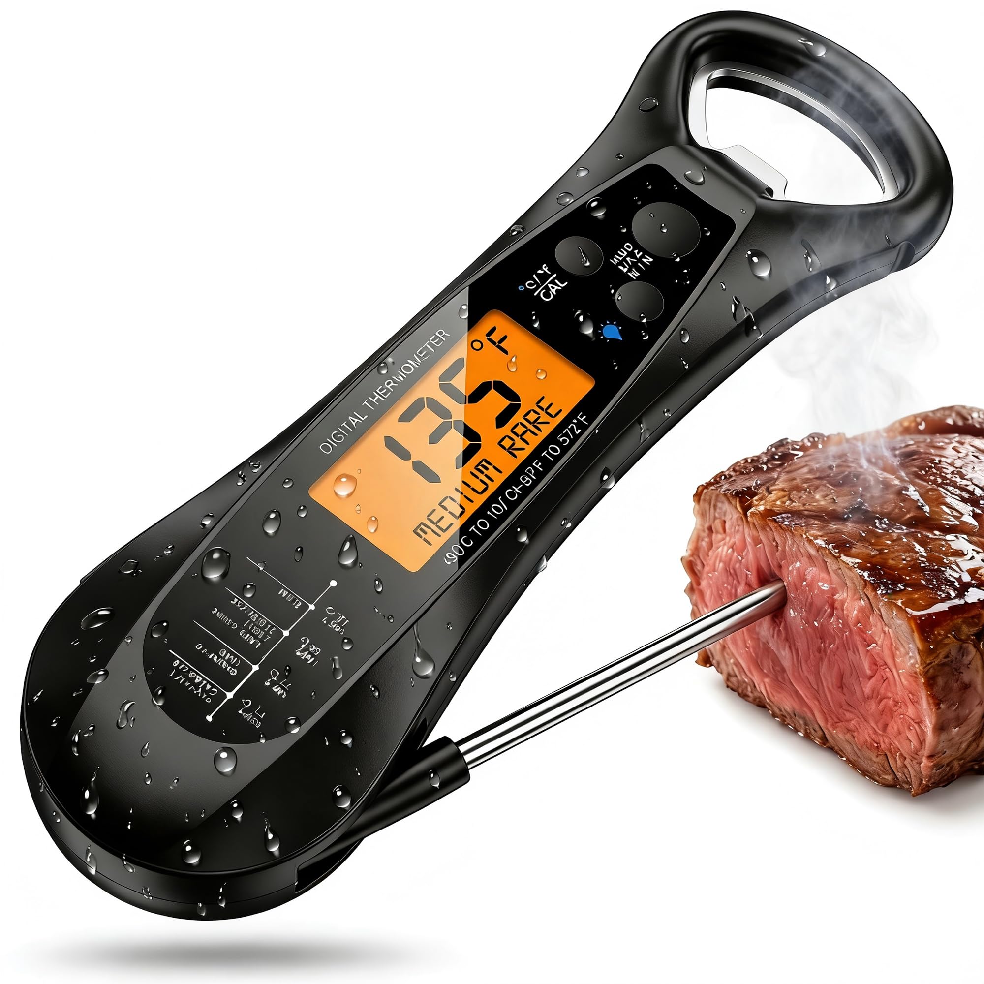 Termometro digitale a lettura istantanea, impermeabile, per cucinare, cuocere al forno, latte e liquidi, con schermo LCD retroilluminato, lettura istantanea, per cucinare, barbecue, friggere