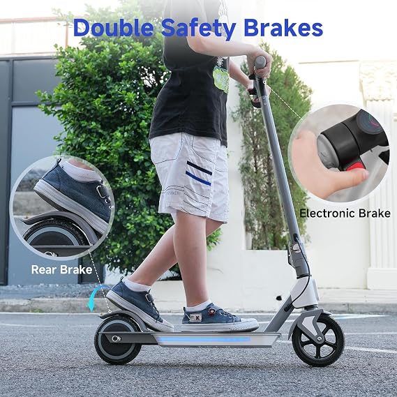 isinwheel S4 Kids Electric Scooter, 200W Foldable, Ages 6-14, 3 Speeds | LED Display, Colorful Lights, 5/8/12 MPH Speed Modes, Dual Brakes, Foldable Design, Safe Rides, Easy Storage, Gift for Kids