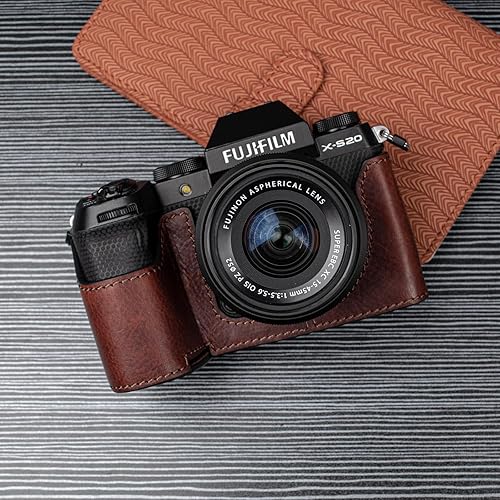 Miniatura 6 de MUZIRI KINOKOO Fuji XS20 - Funda de piel auténtica estilo retro para Fujifilm Fuji XS20X-S20, funda protectora inferior de cámara, con agarre de