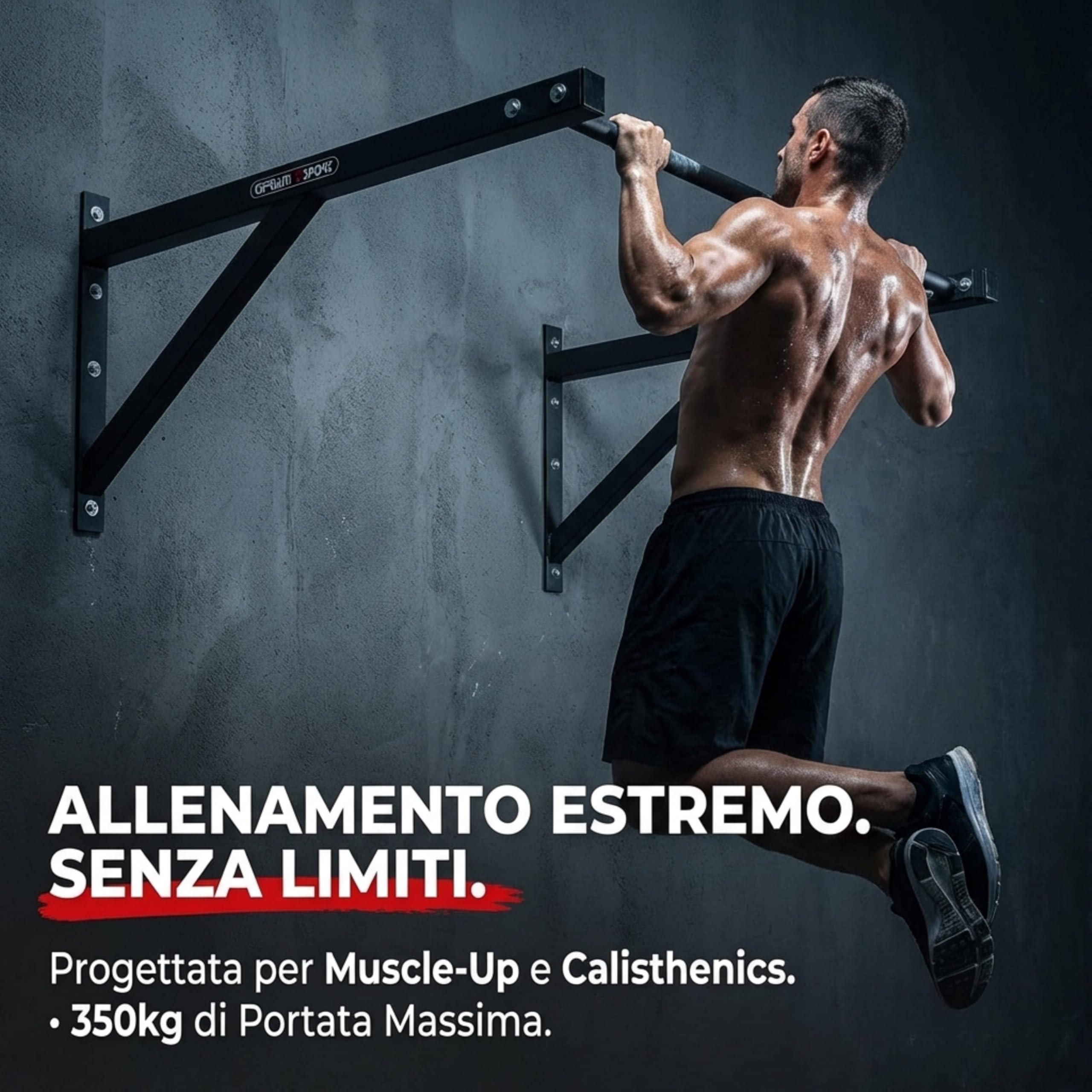 Barra Trazioni a Muro personalizzata per Home Gym - Wall Bar Professionale per Muscle Up & Pull Up - Kit di Fissaggio Incluso - Robusta per Calisthenics fitness, Indoor Palestra