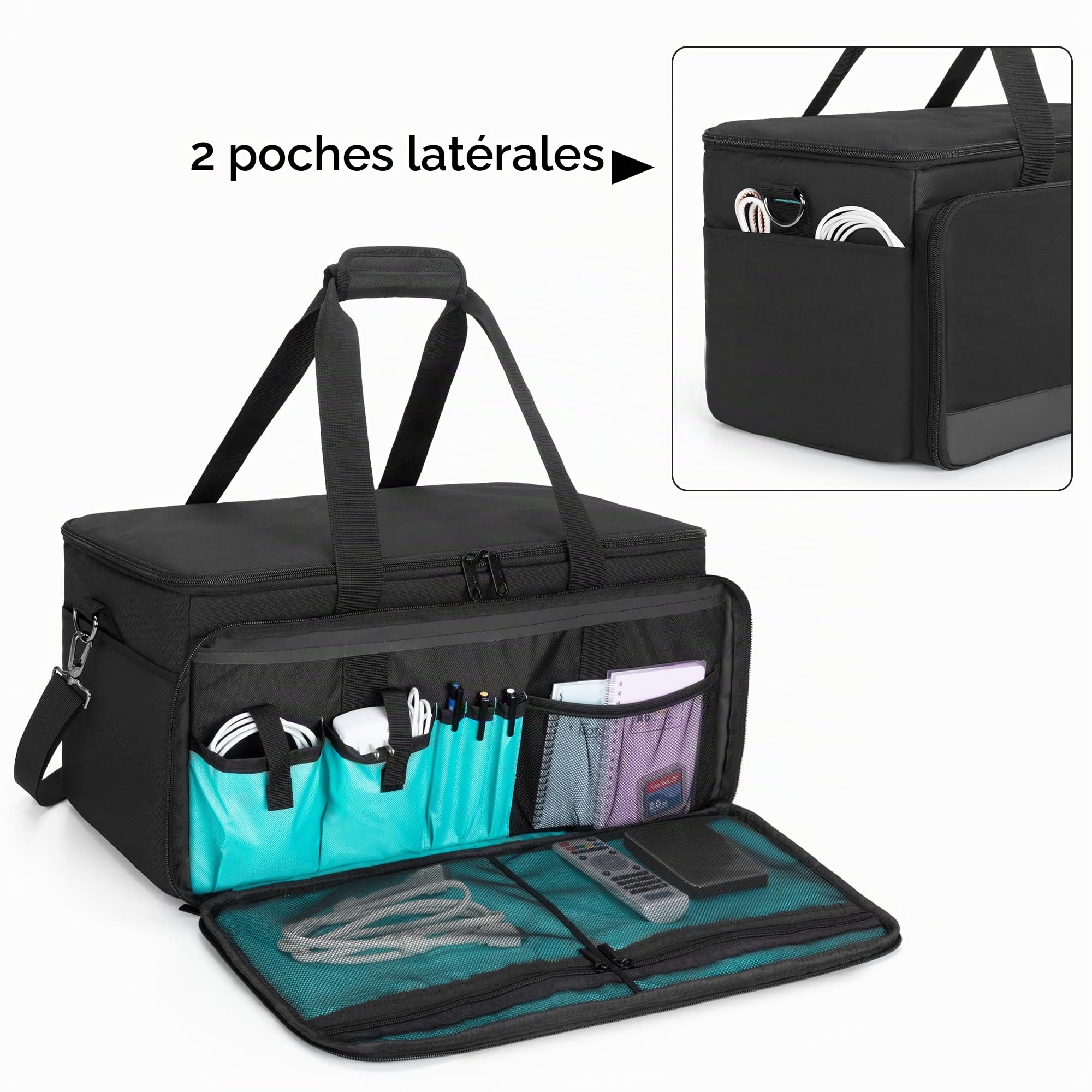 LoDrid Sac pour équipement DJ et câbles avec séparateurs Amovibles | Sac DJ avec séparateurs pour ordinateur portable 15,6 pouces et équipement musical, fond rembourré (sac seul)