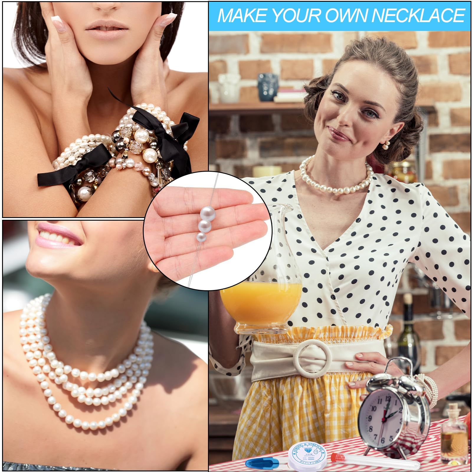 Filo Elastico Per Bracciali E Perline, Kit Fai Da Te 11 Pezzi, Trasparente E Resistente Per Creare Gioielli (Collane, Braccialetti)