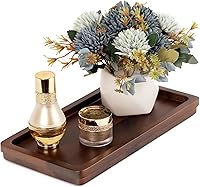 Demigo Acacia Wood Bathroom Vanity Tray 11.8x5.9in - Stylish Organizer for Cosmetics, Jewelry, Perfume, Candles & Keys (Dark Brown)
