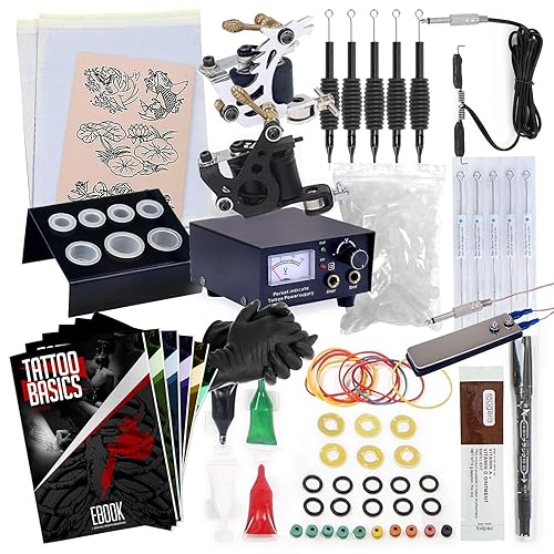 Kit de tatuaje completo Rehab con 2pistolas, fuente de alimentación, agujas, 4tintas y más