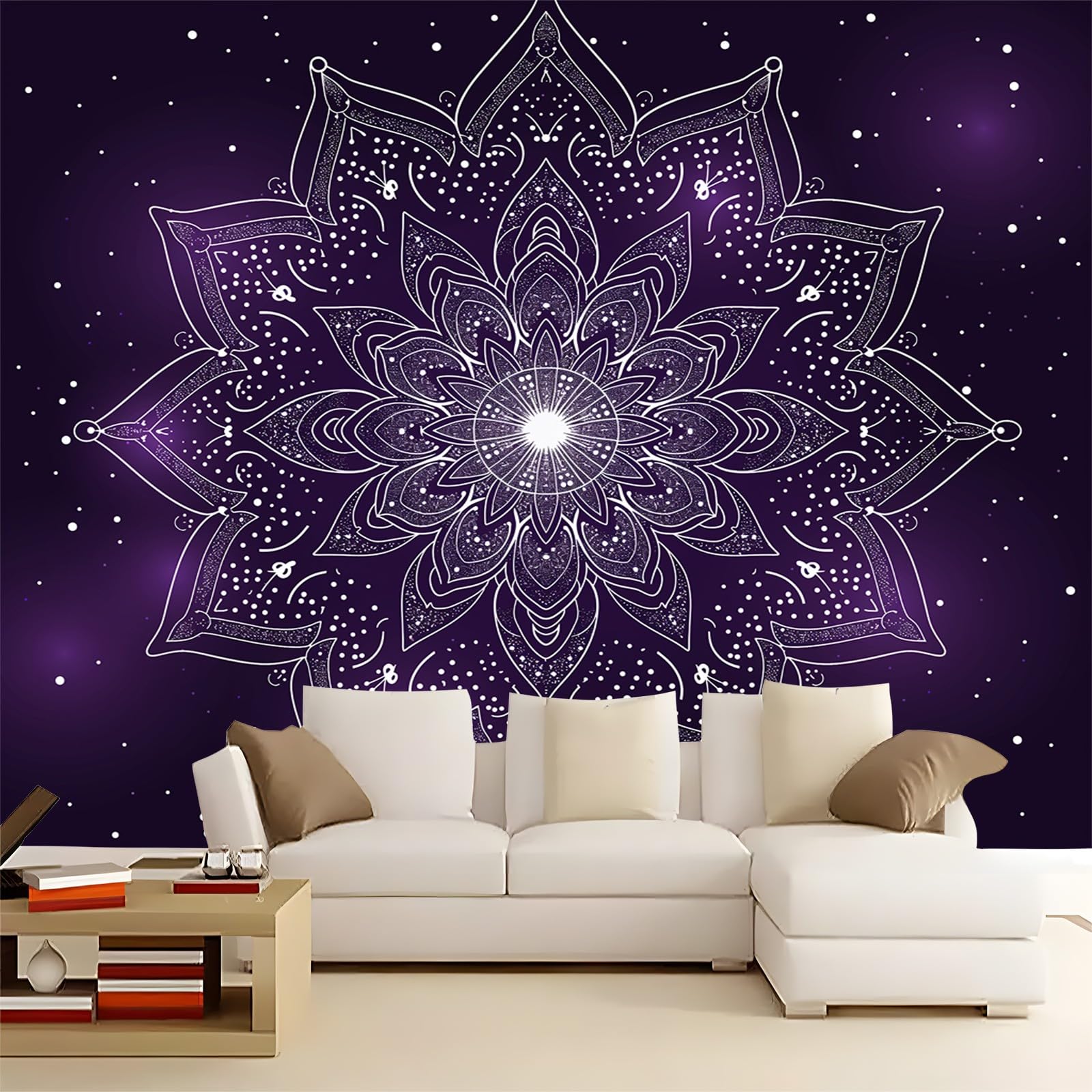 Tapeta do pokoju dziecięcego, elegancka i wykwintna, gwiaździste niebo, tapeta z włókniny, 250 x 175 cm, dekoracja ścienna, do pokoju dziecięcego, fioletowa, tapeta ścienna do różnych pomieszczeń