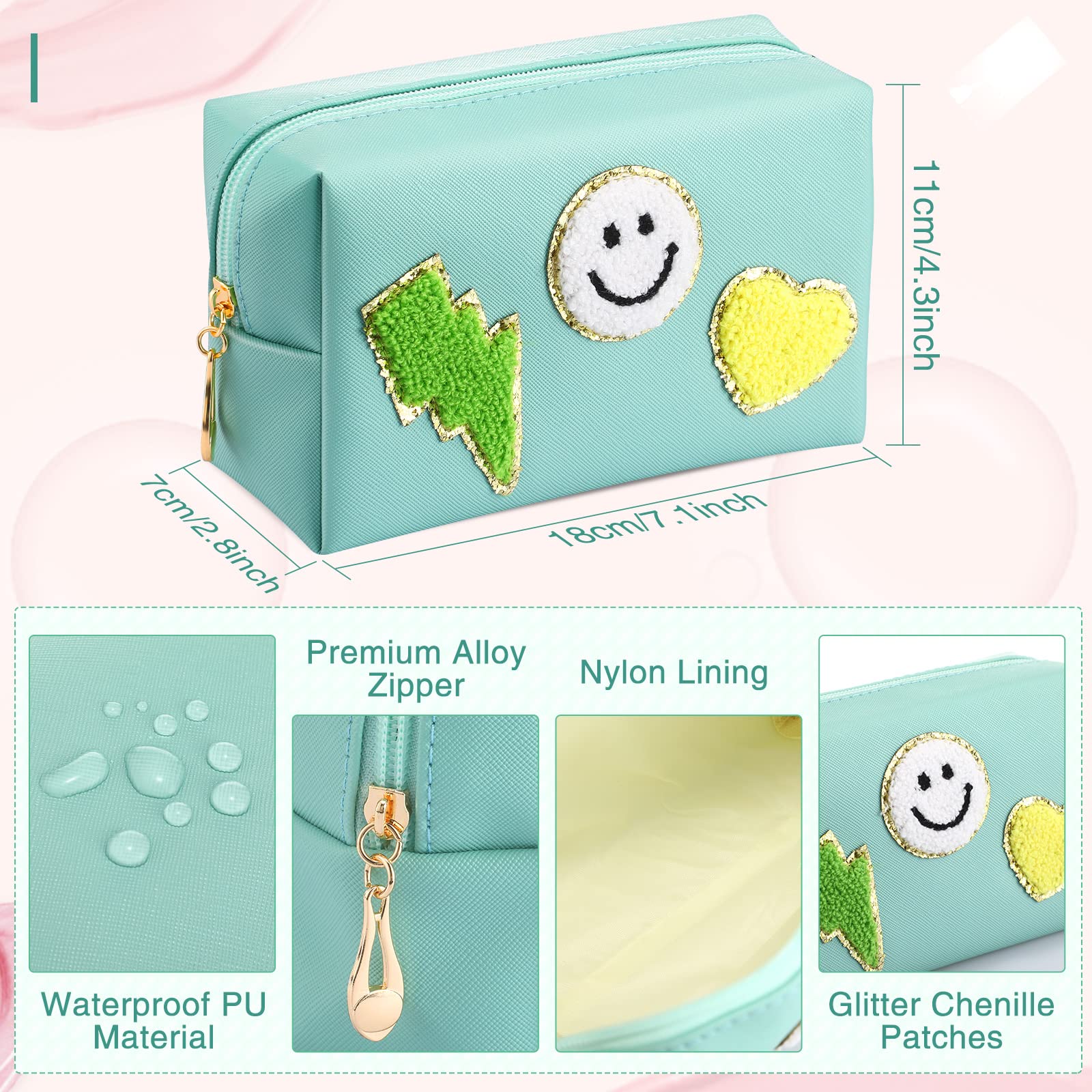 Chunful 9 Pcs PU Leather Makeup Bags Cosmetic Pouches