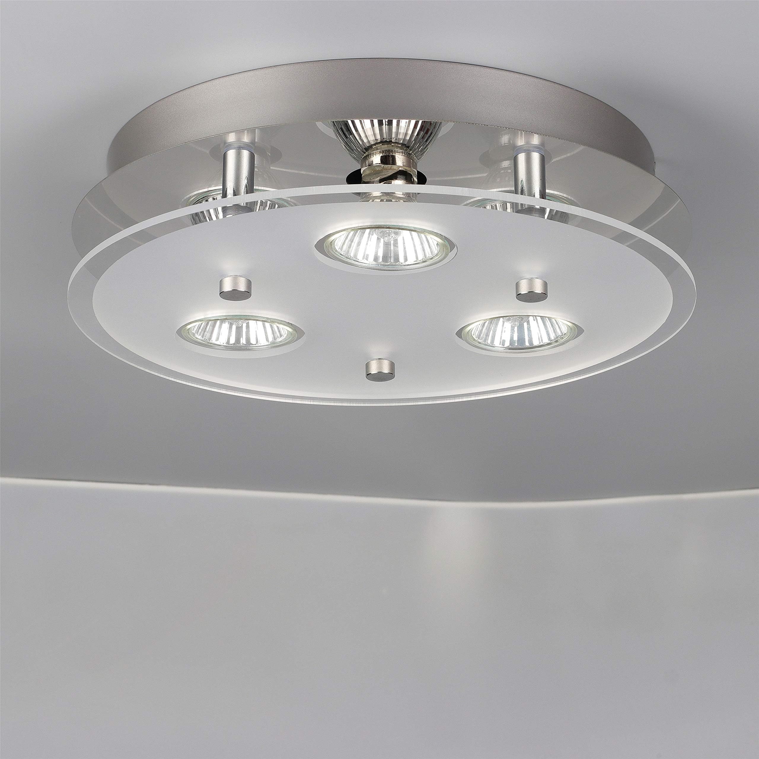 ROMKE Round Ceiling Light,3 Way LED Ceiling Light GU10 Fitting,Modern Acrylic Glass,GU10 Ceiling Spotlight Ceiling Kitchen Lights,Kitchen Fitting GU10 Lamp Holder