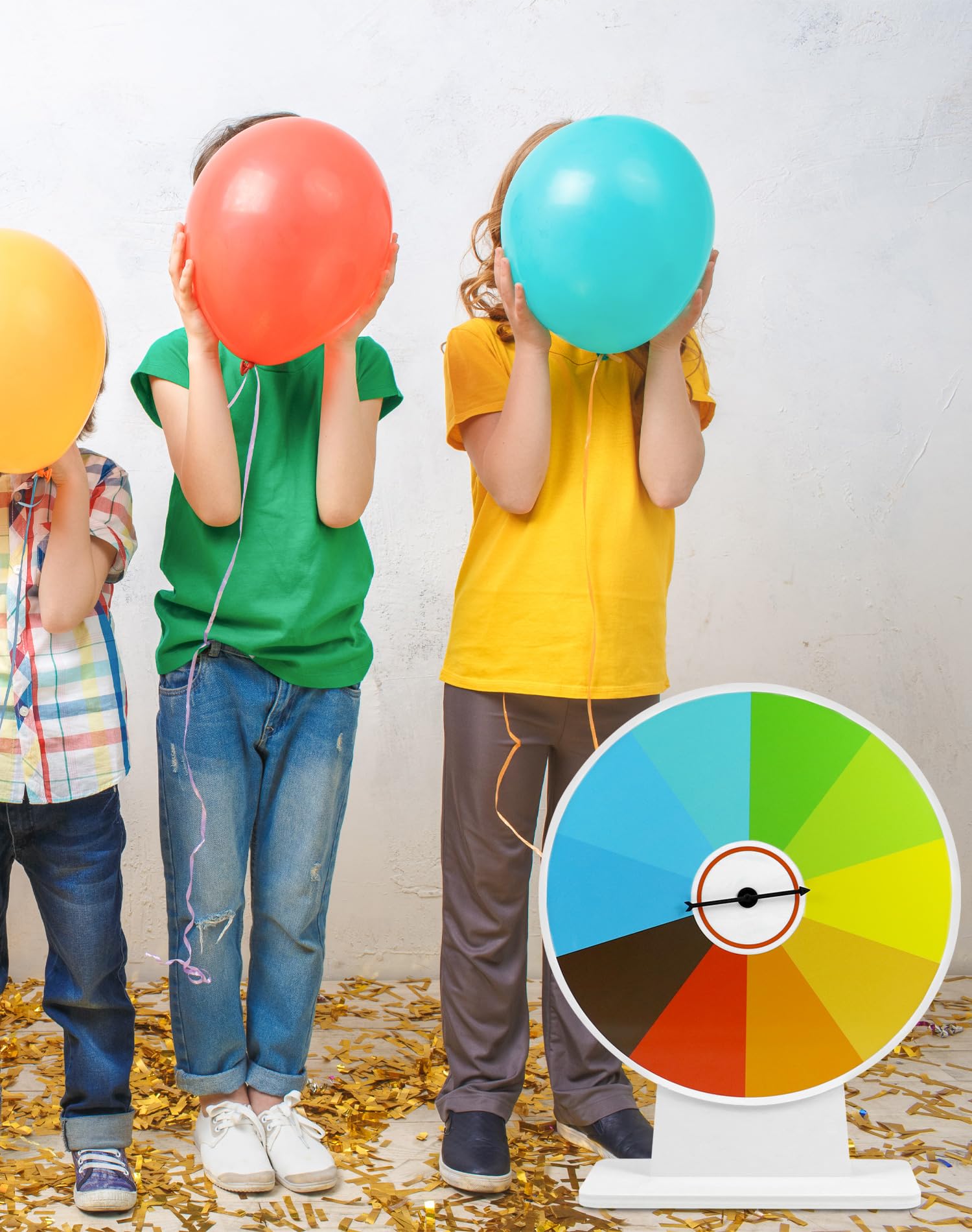 QWORK® Ruleta de la Suerte Multicolor de 50 cm, 10 Secciones, fácil de Escribir y Limpiar, para Juegos de Mesa, Juegos de lotería, promoción de Ventas