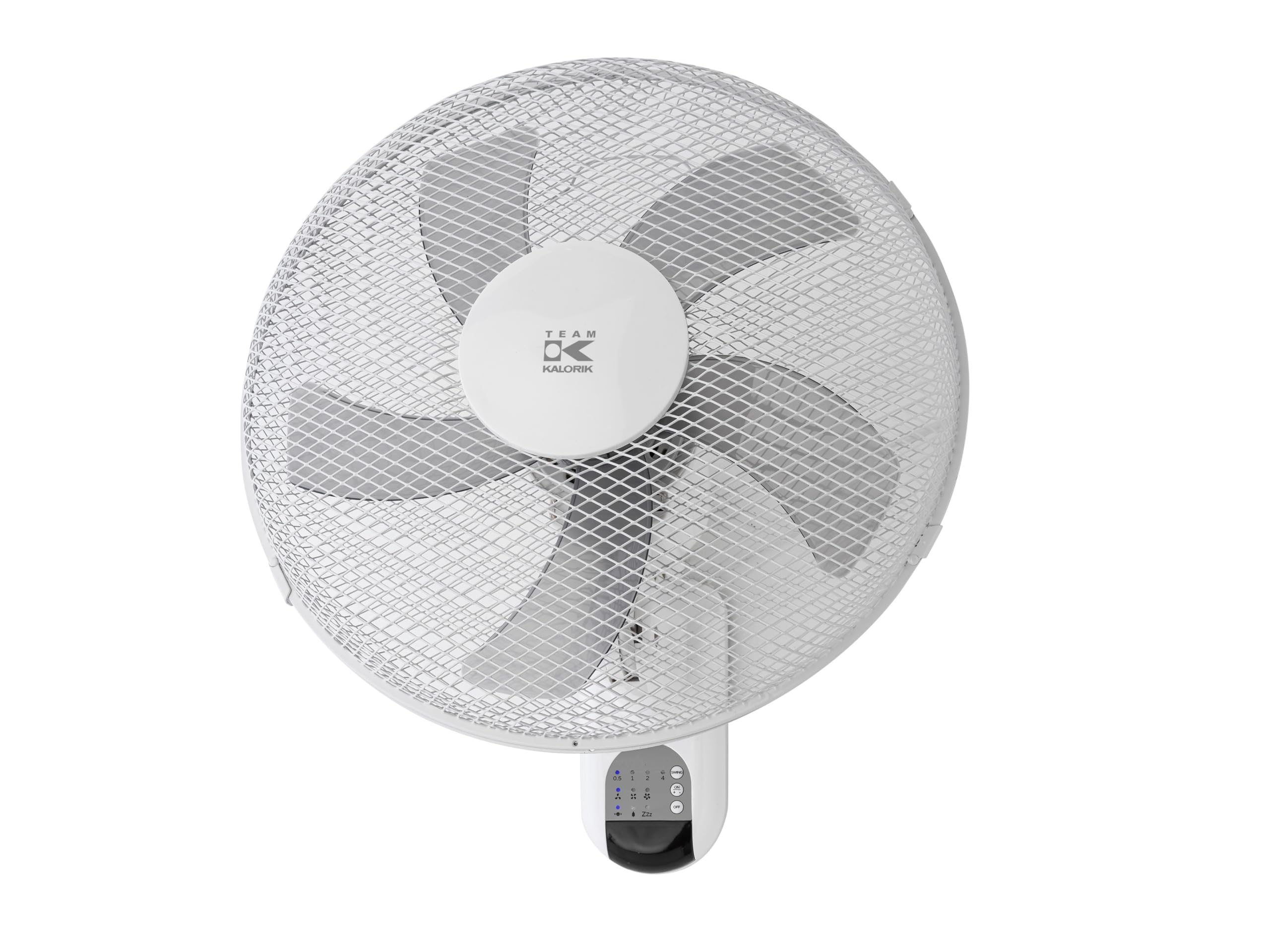 KALORIK VT1050 Leiser Wandventilator – 45W Platzsparender Wand-Deckenventilator mit 90° Oszillation, 7,5h Timer, Touch-Bedienfeld, 35cm Propeller, Weiß