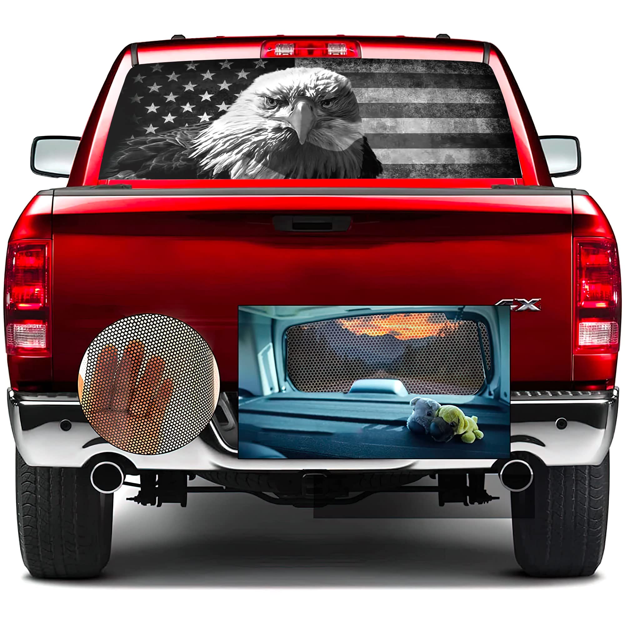Photo 1 of Gadgetstalk 65''x20'' Car Rear Window - American Eagle Flag Patriotic Black and White