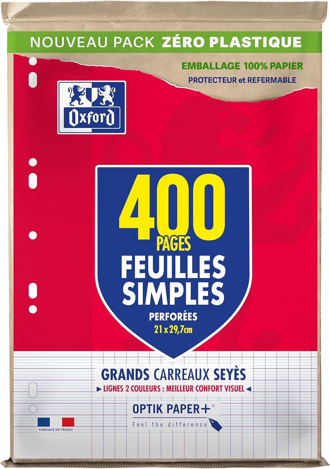OXFORD Pack of 400 Plain Sheets Large Squared A4 Size (21 x 29.7 cm) Perforated