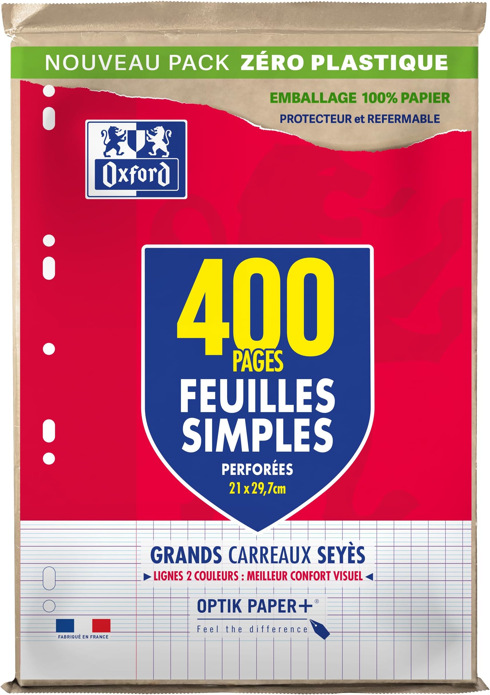OXFORD Pack of 400 Plain Sheets Large Squared A4 Size (21 x 29.7 cm) Perforated