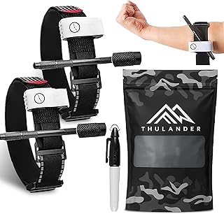 Conjunto de 2 torniquetes táticos com haste de alumínio caneta de emergência, kit de sobrevivência e primeiros socorros militar, polícia, IFAK, carro, ao ar livre, hemorragias e uso profissional