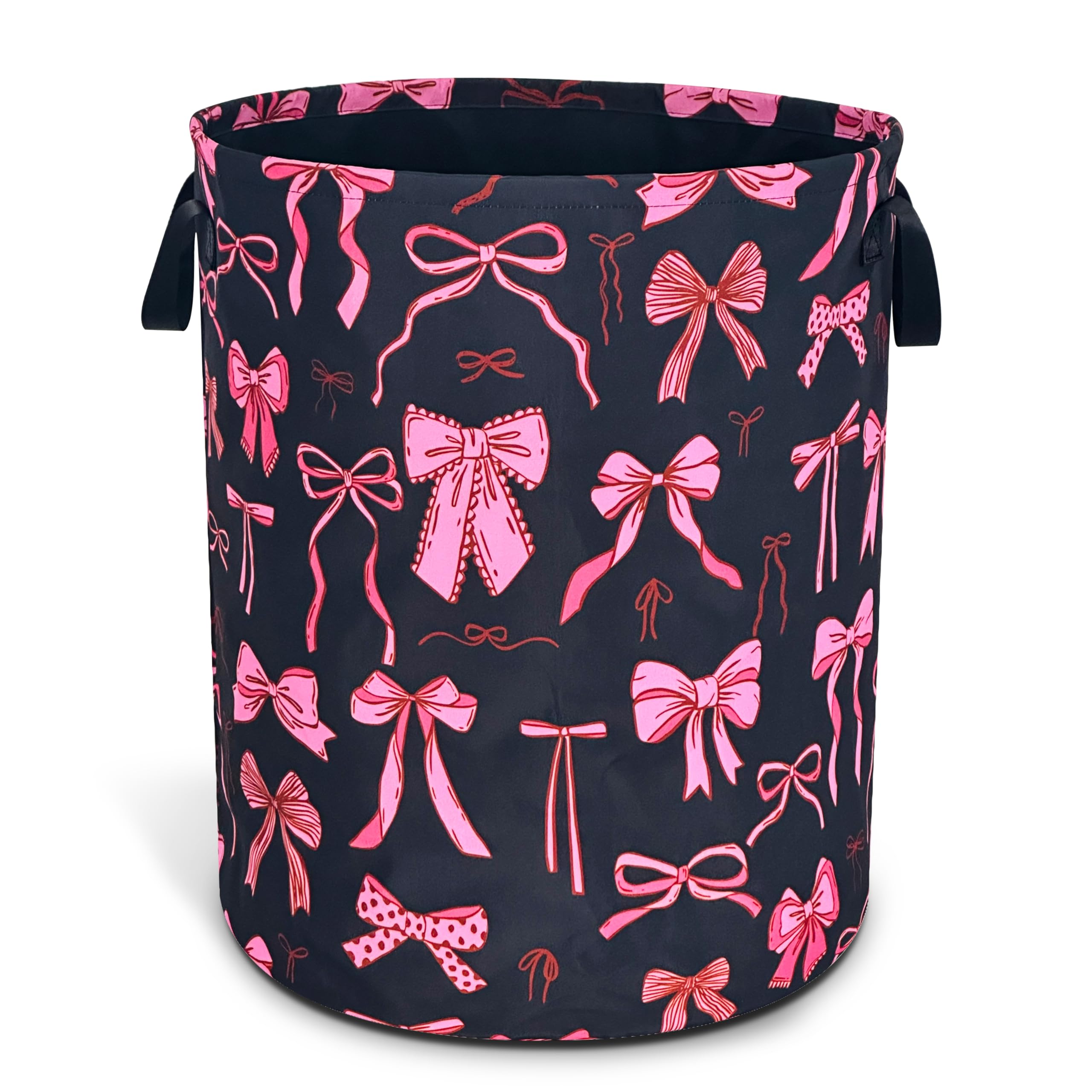 Cute Bow Ribbon Laundry Basket Oxford Cloth Bowknot Hamper 18.9 x 16.5 Inch
