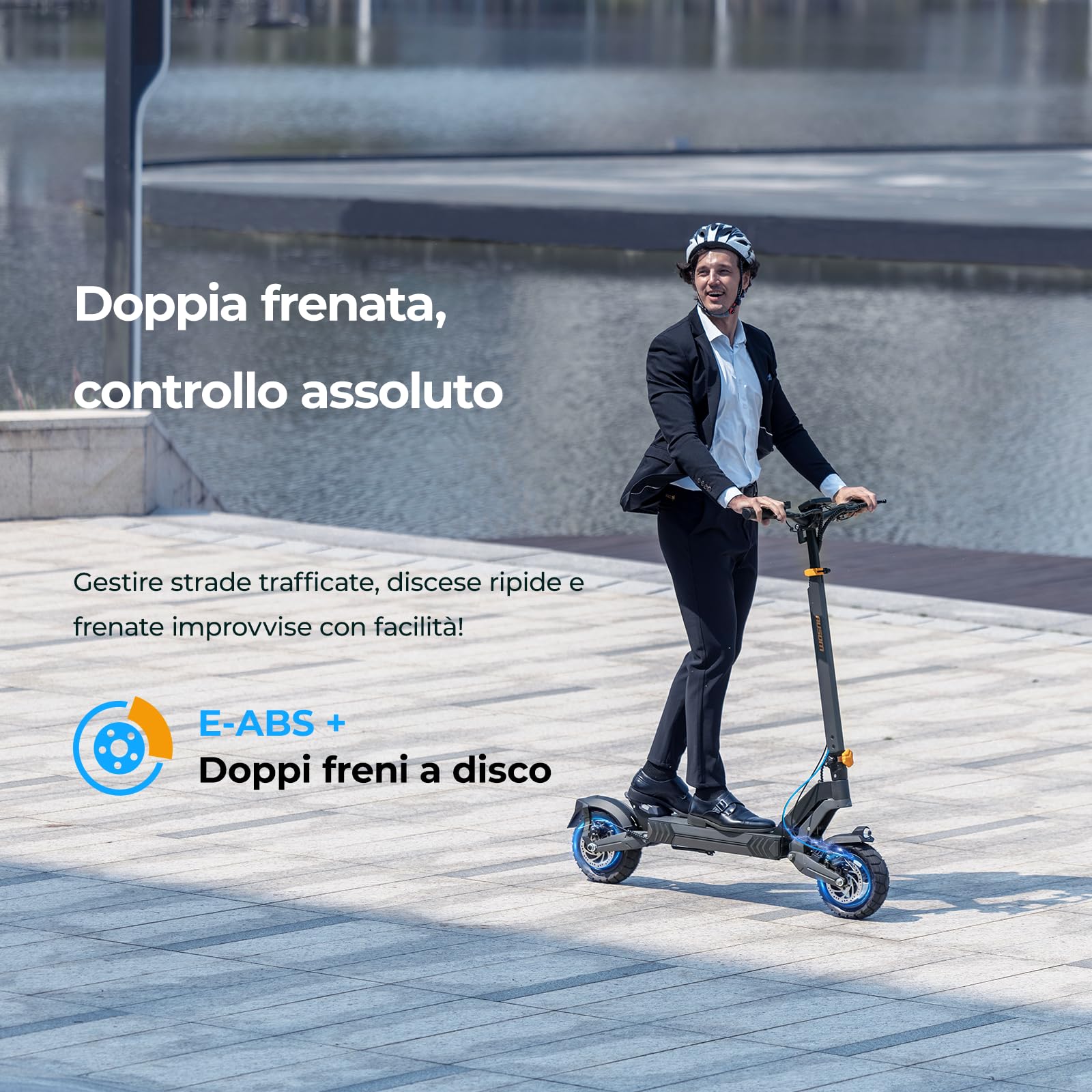 Monopattino Elettrico Ausom L1/L2 da 10 pollici, batteria da 48 V e 15,6 Ah, autonomia di 70 km, protezione antifurto NFC - Perfetto per avventure e spostamenti in città