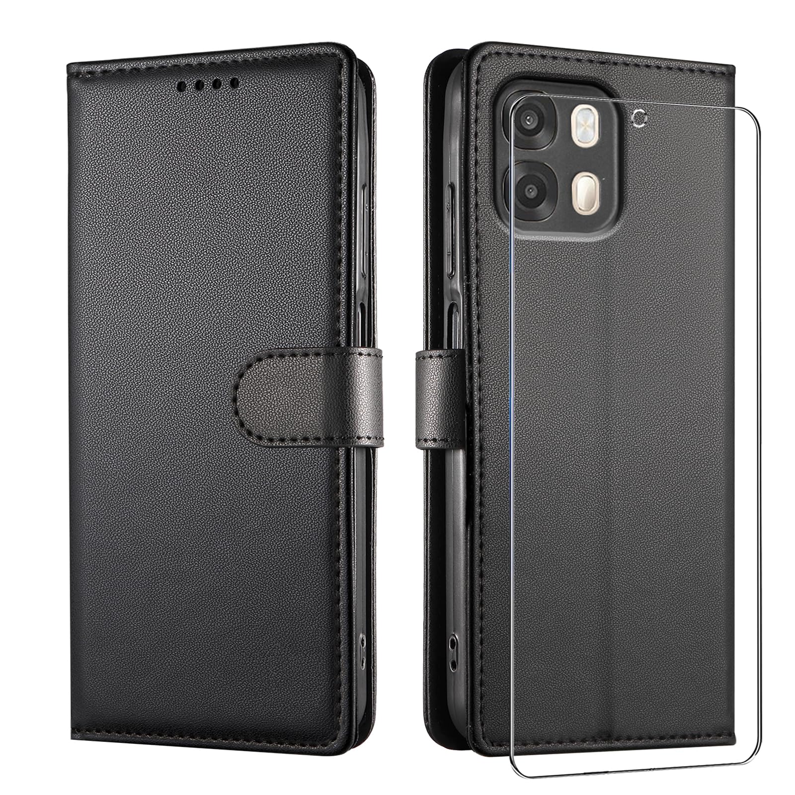Custodia A Libro Per OPPO A6x/A6k/A6 – Pelle PU, Portafoglio Con RFID E Vetro Temperato Incluso, Rosso