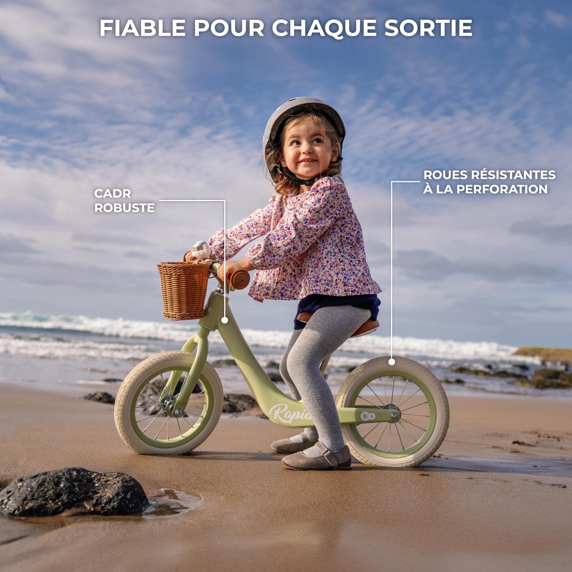 Kinderkraft Rapid 2 Draisienne Métal Vélo sans Pédale Siège Réglable Rétro Enfants 2 Ans 3,7 kg