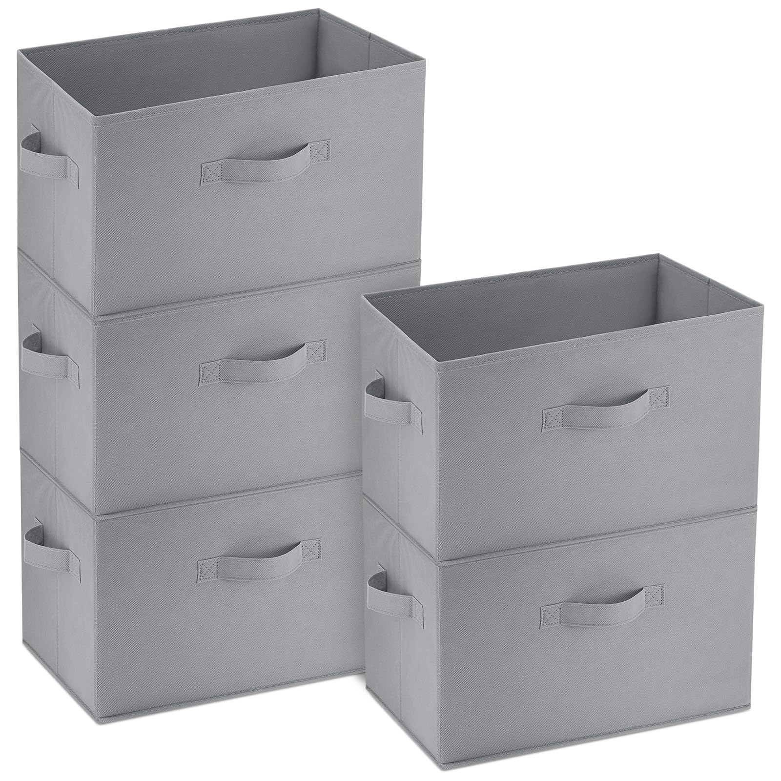 5 Pcs Fabric Storage Boxes, 38×25×25cm Foldable Wardrobe Storage Organiser