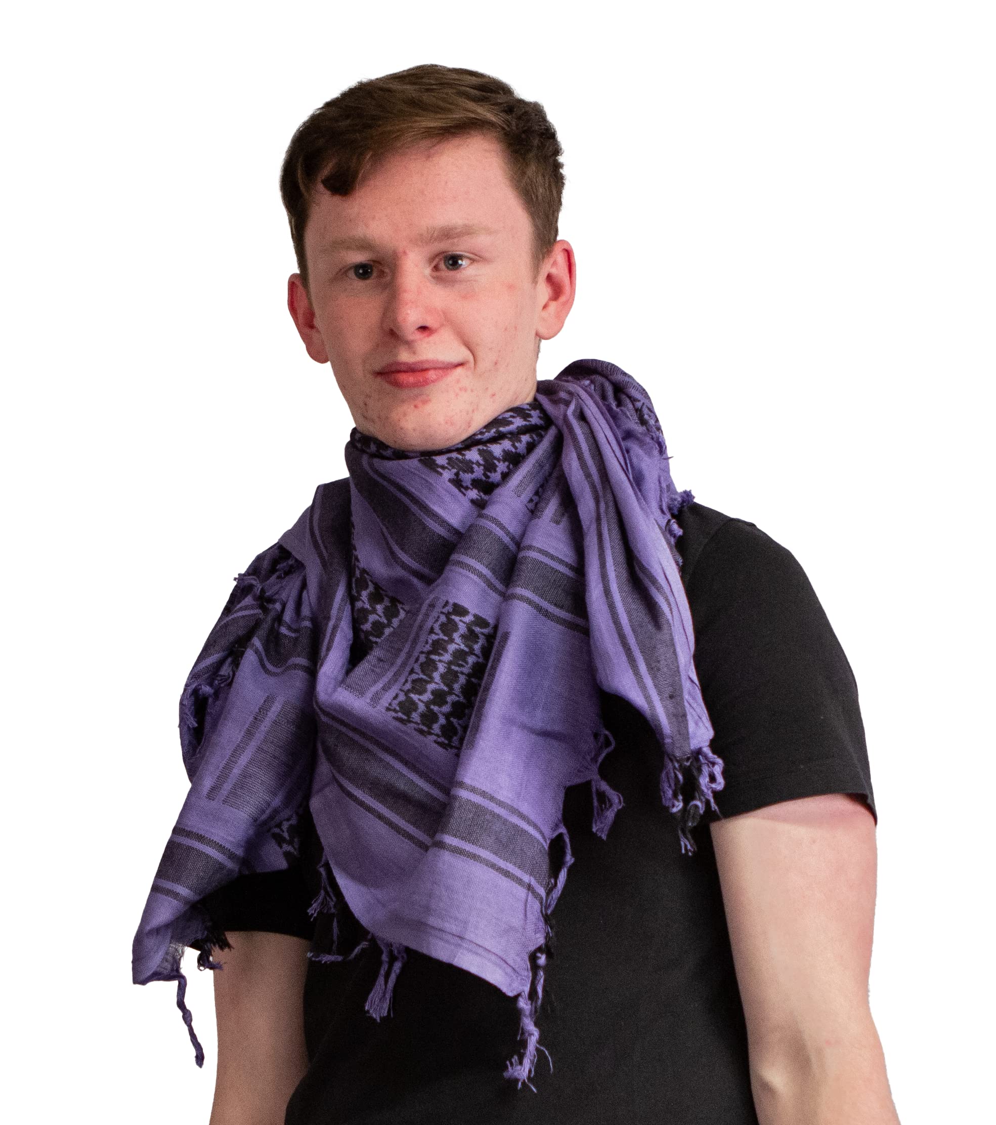 Retro Seventy2 Adult Shemagh Scarves Mens Arab Scarf Cotton Winter Womens Wrap Palestinian Desert Keffiyeh (Purple/Black)