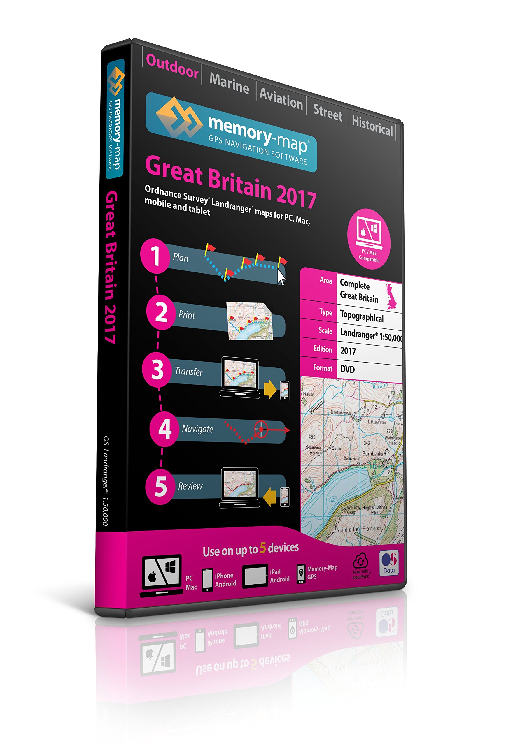 Memory-Map 2017 Ordnance Survey Landranger 1:50,000 - GB - DVD