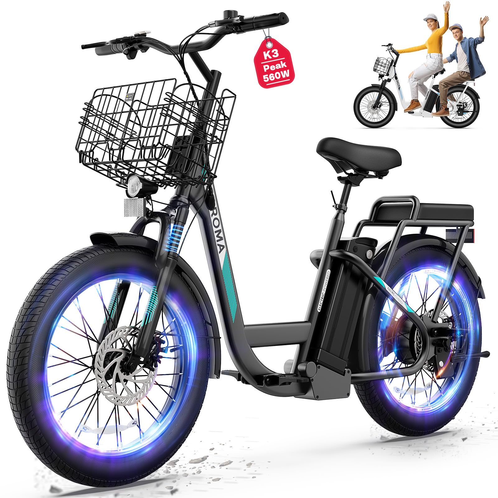 Caroma Peak 500 800 1200W Electric Scooter with Seat 20 Off-Road Tires 15 25 30Miles Range 20MPH Top