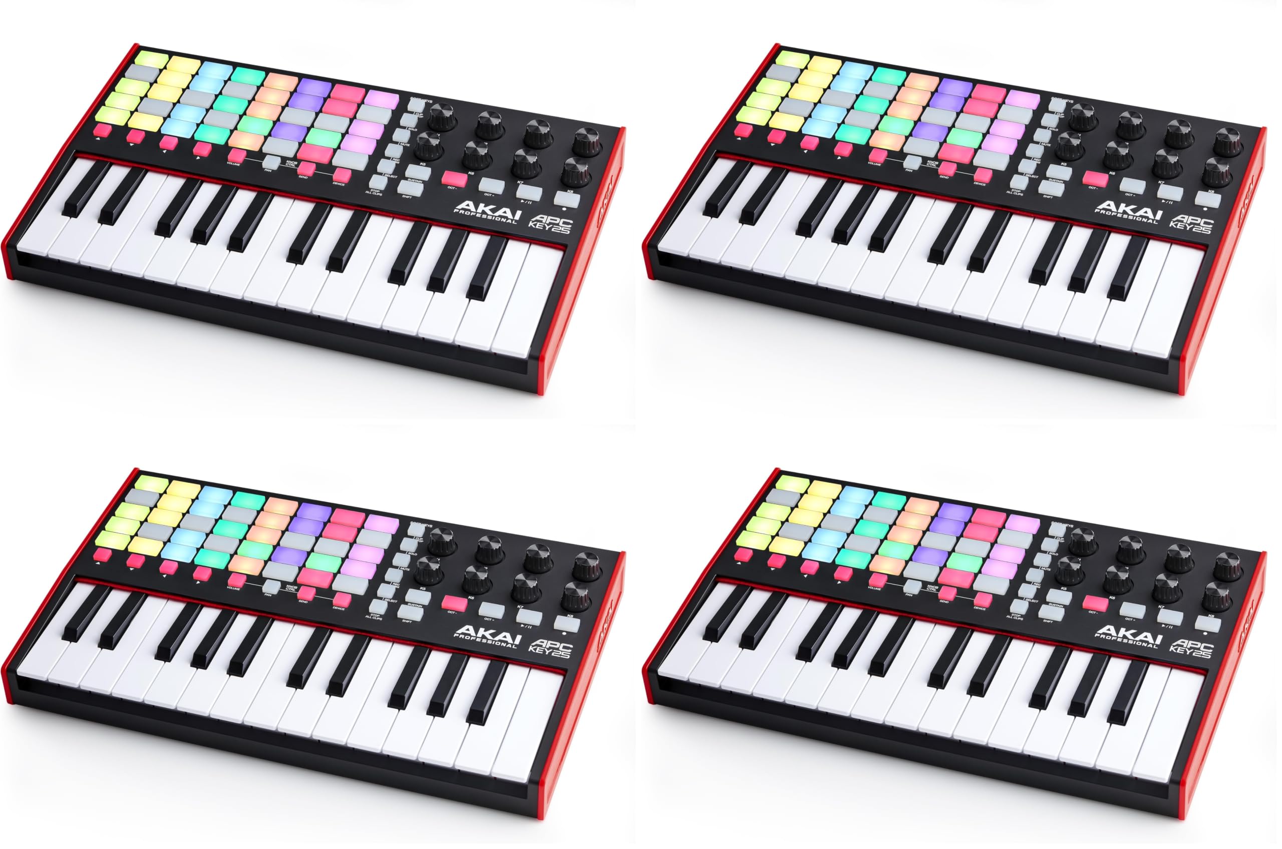 Akai Professional APC Key 25 MK2 25-Key USB MIDI Keyboard Controller for Clip Launching with Ableton Live Lite, 40 RGB Pads and 8 Rotary Knobs, One Size (Pack of 4)